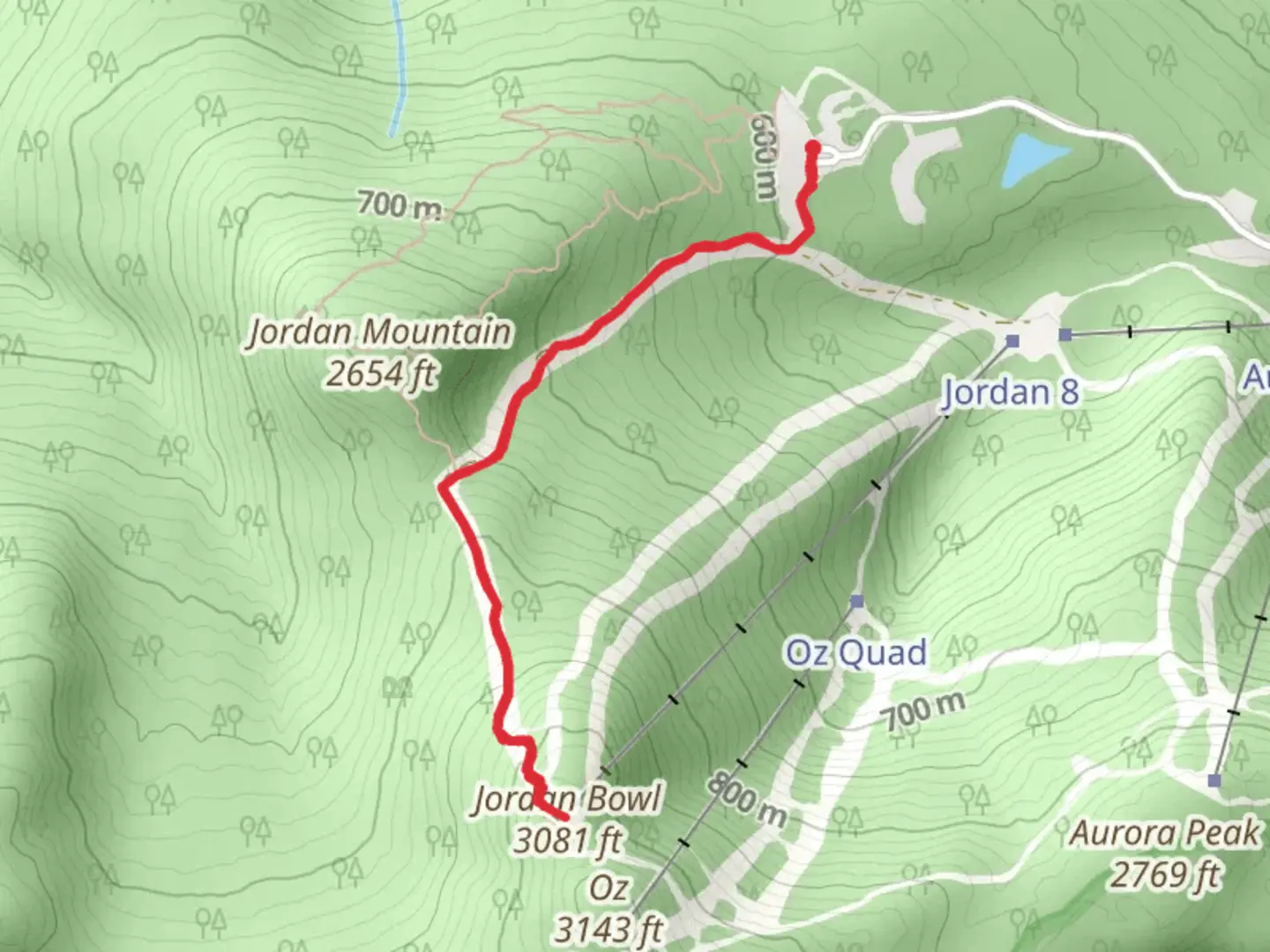 An image depicting the trail Jordan Mountain from Monkey Brook Road and its surrounding area.