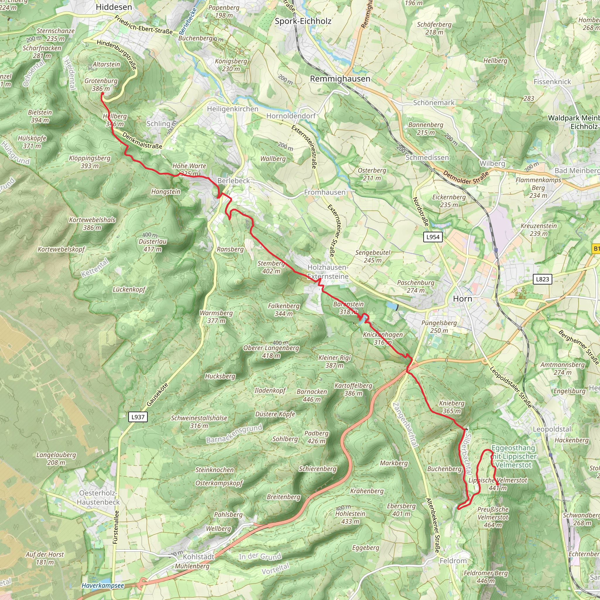 Hermannsdenkmal to Lippische Velmerstot Walk mobile static map