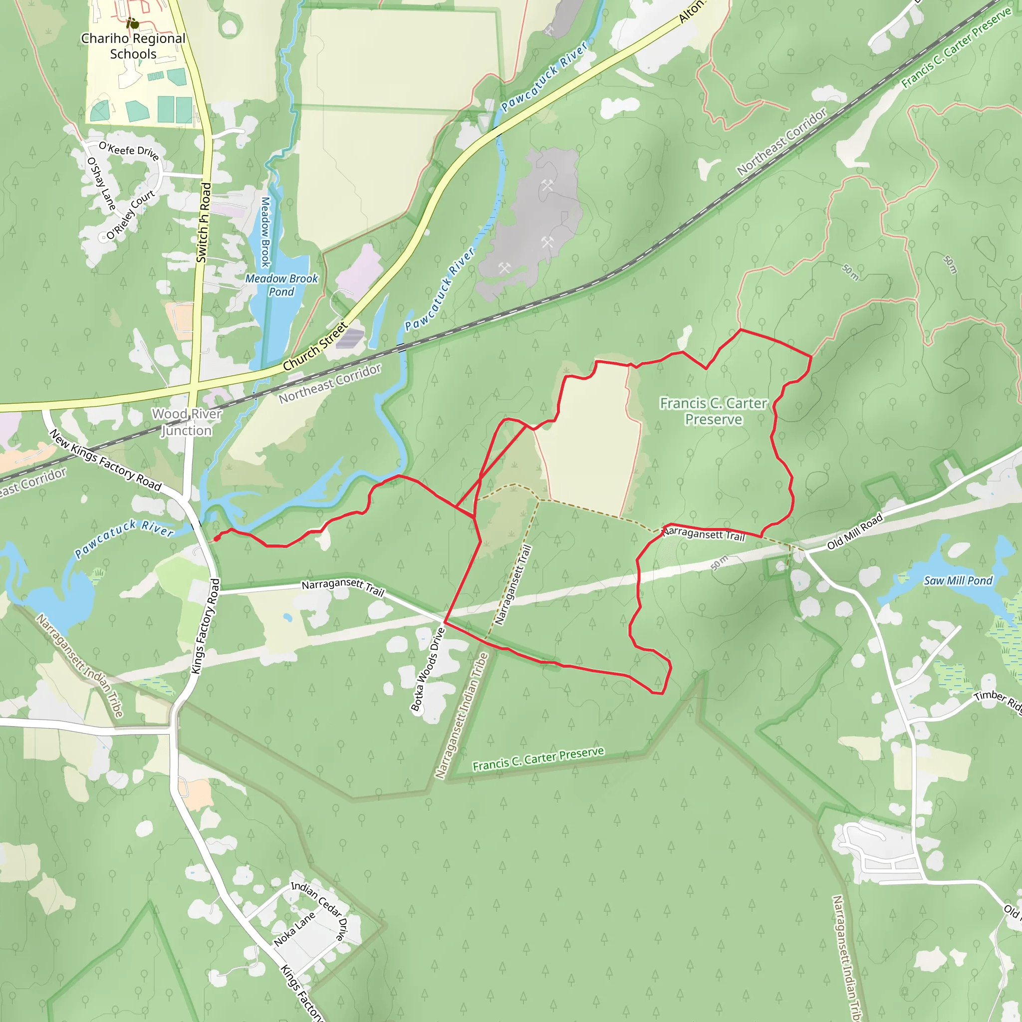 River Trail and Narragansett Loop Trail mobile static map