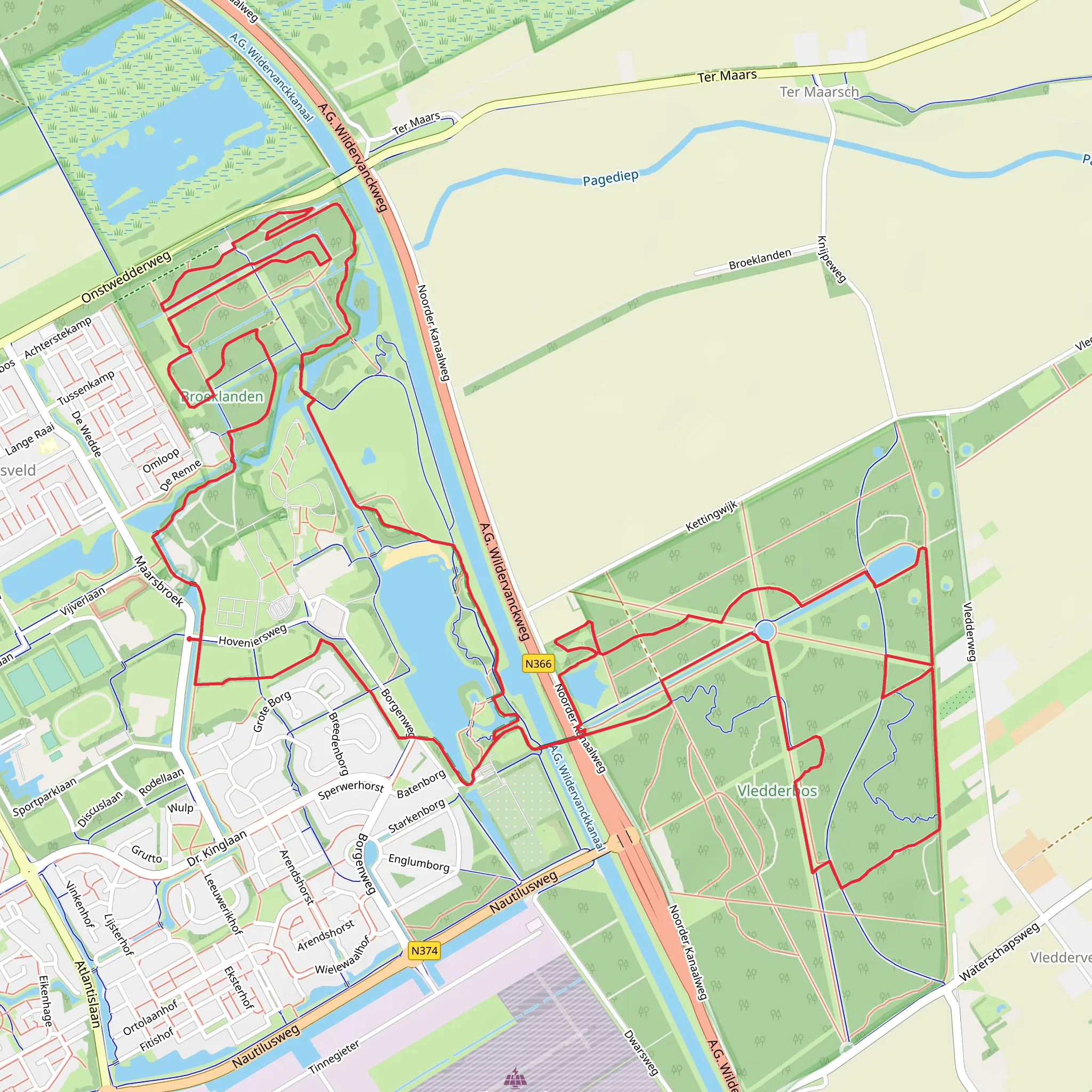 Broeklanden and Vledderbos Loop mobile static map
