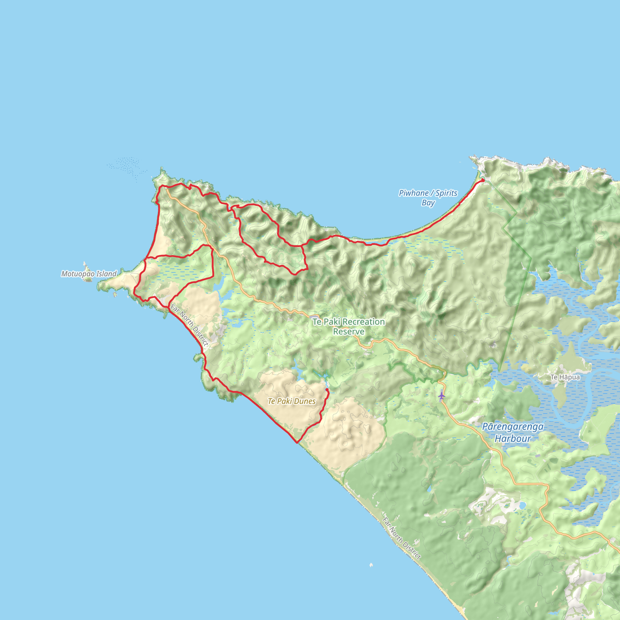 Te Paki Coastal Track mobile static map