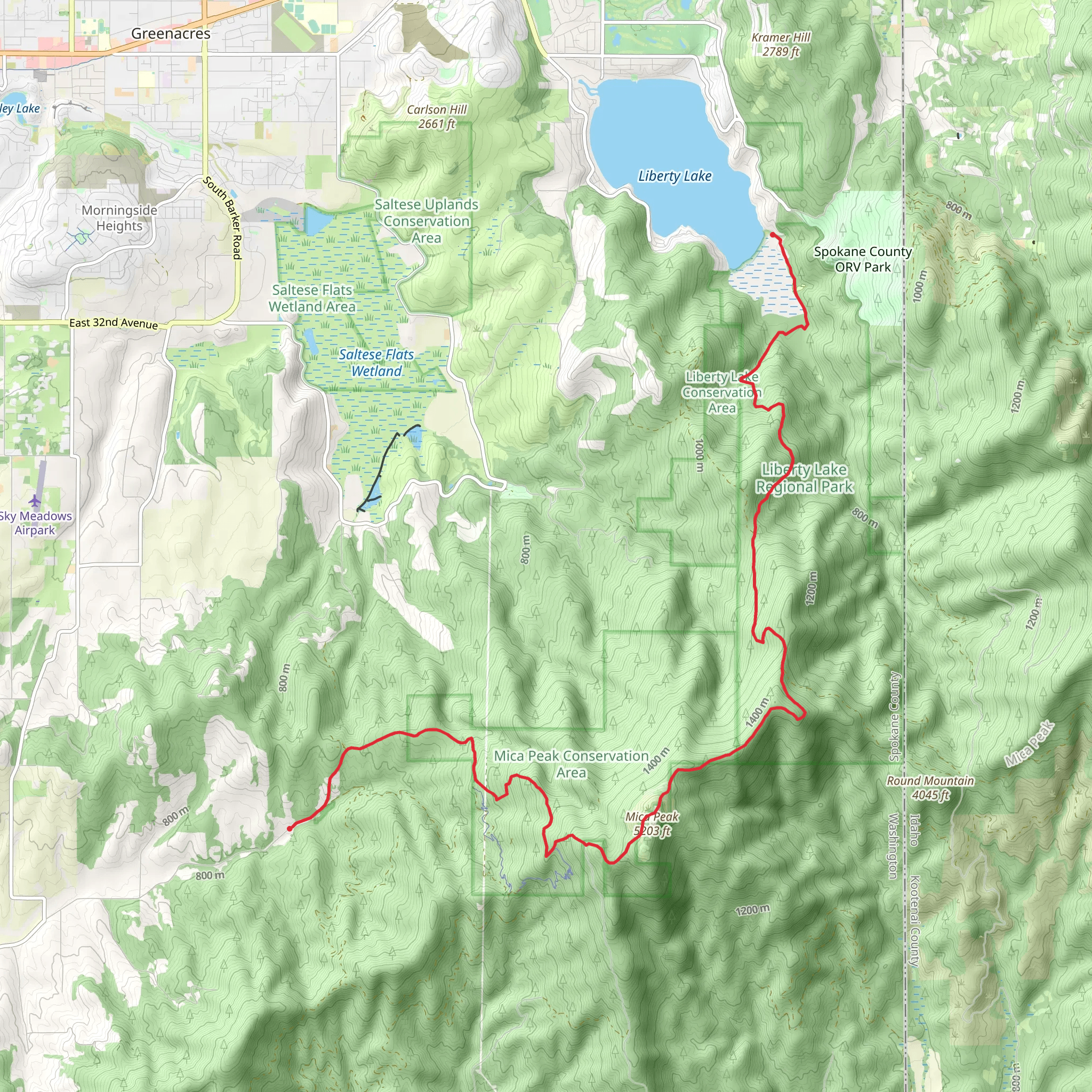 Mica Peak Trail and Maintenance Trail mobile static map