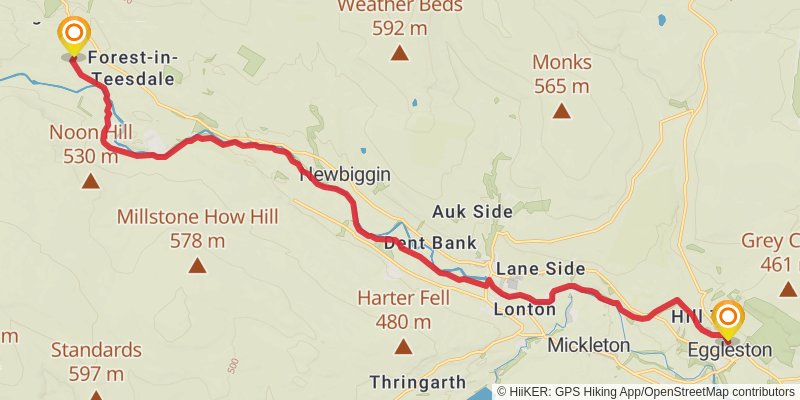 Teesdale Way stage 2 Map