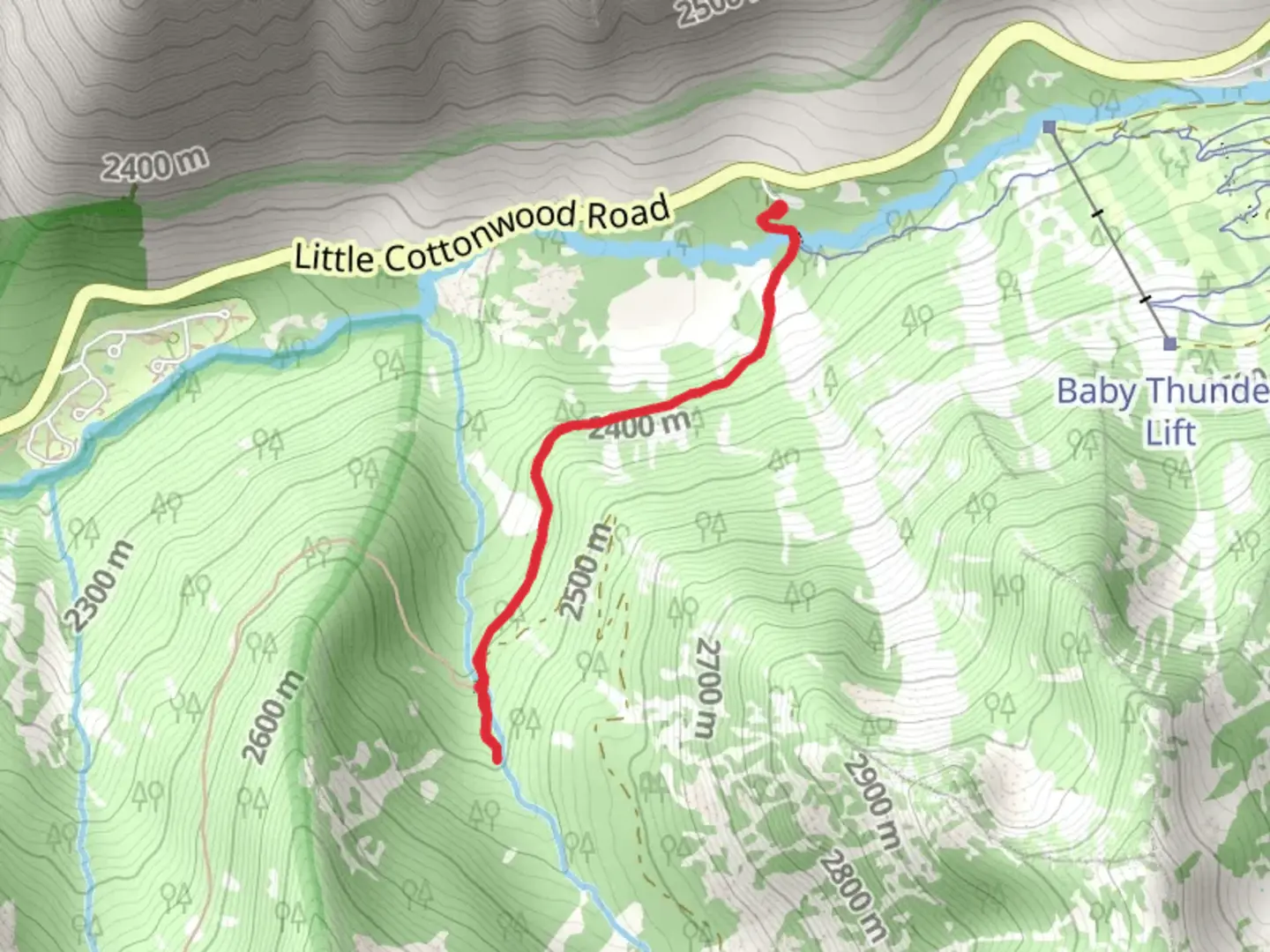 An image depicting the trail Gloria Falls via White Pine Trail and its surrounding area.