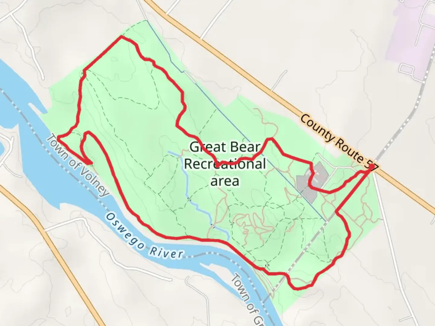An image depicting the trail Great Bear Recreational area Loop and its surrounding area.