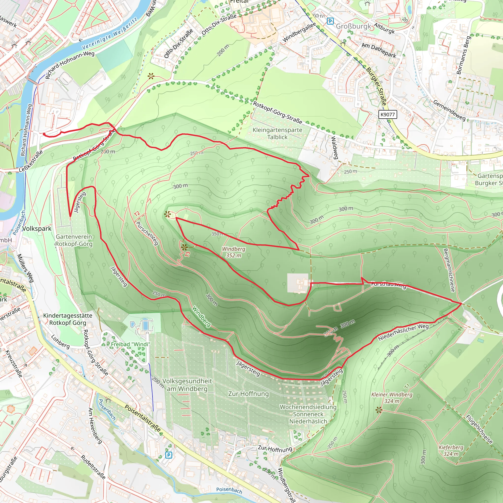 König-Albert-Denkmal and Windberg Loop - Freital-Hainsberg mobile static map
