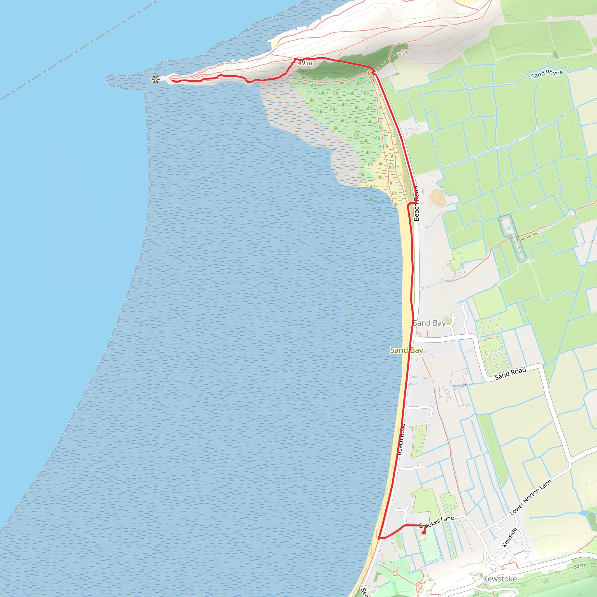 Swallow Cliff and Sand Point via England Coast Path mobile static map