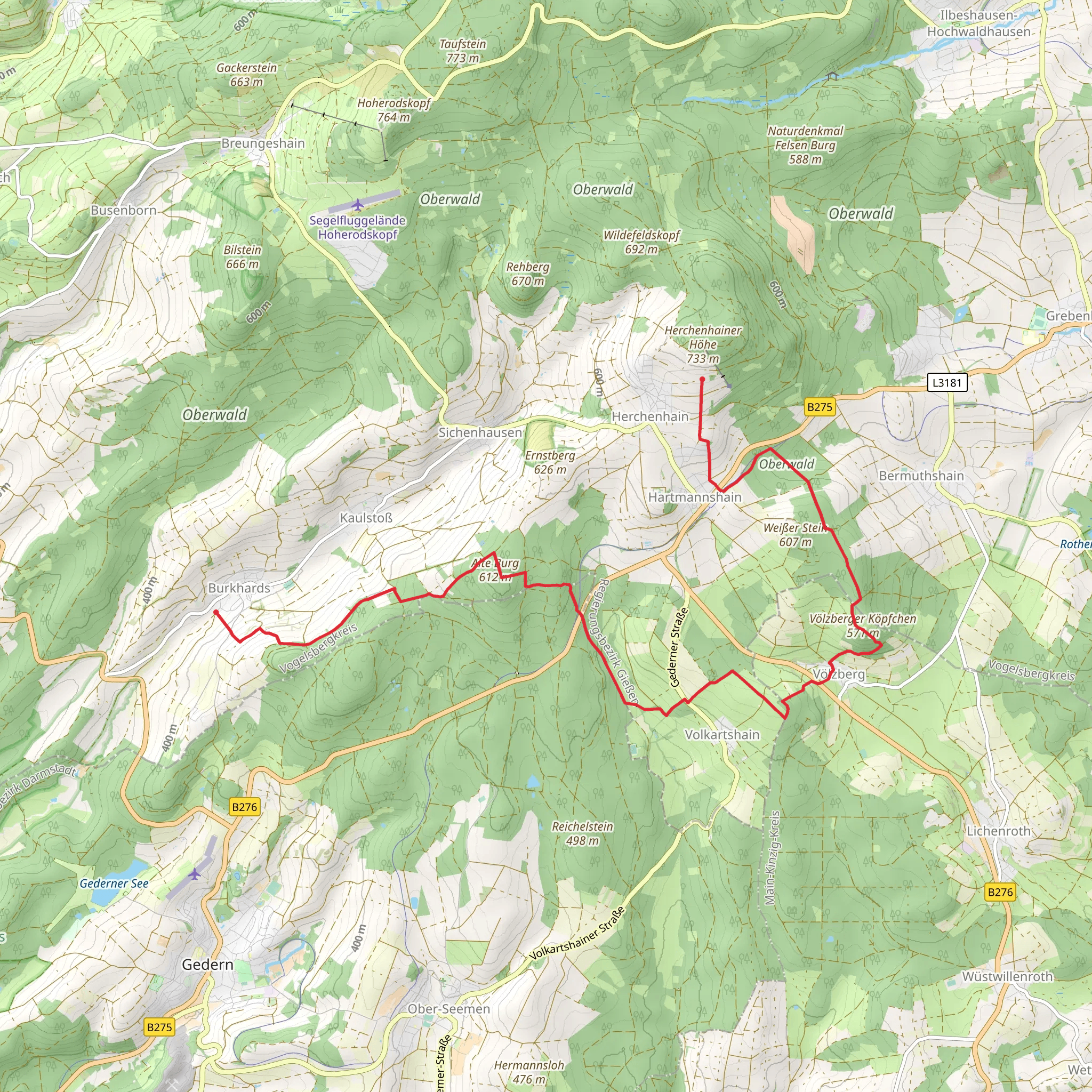 Kolzenhain to Herchenhain Walk mobile static map