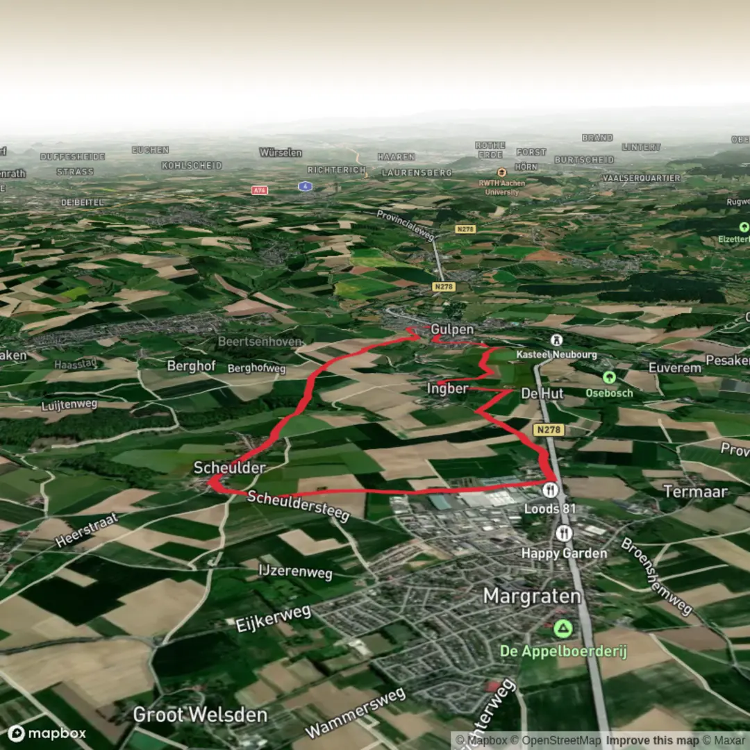 An image depicting the trail Gulpen Wittem and Margraten Loop and its surrounding area.