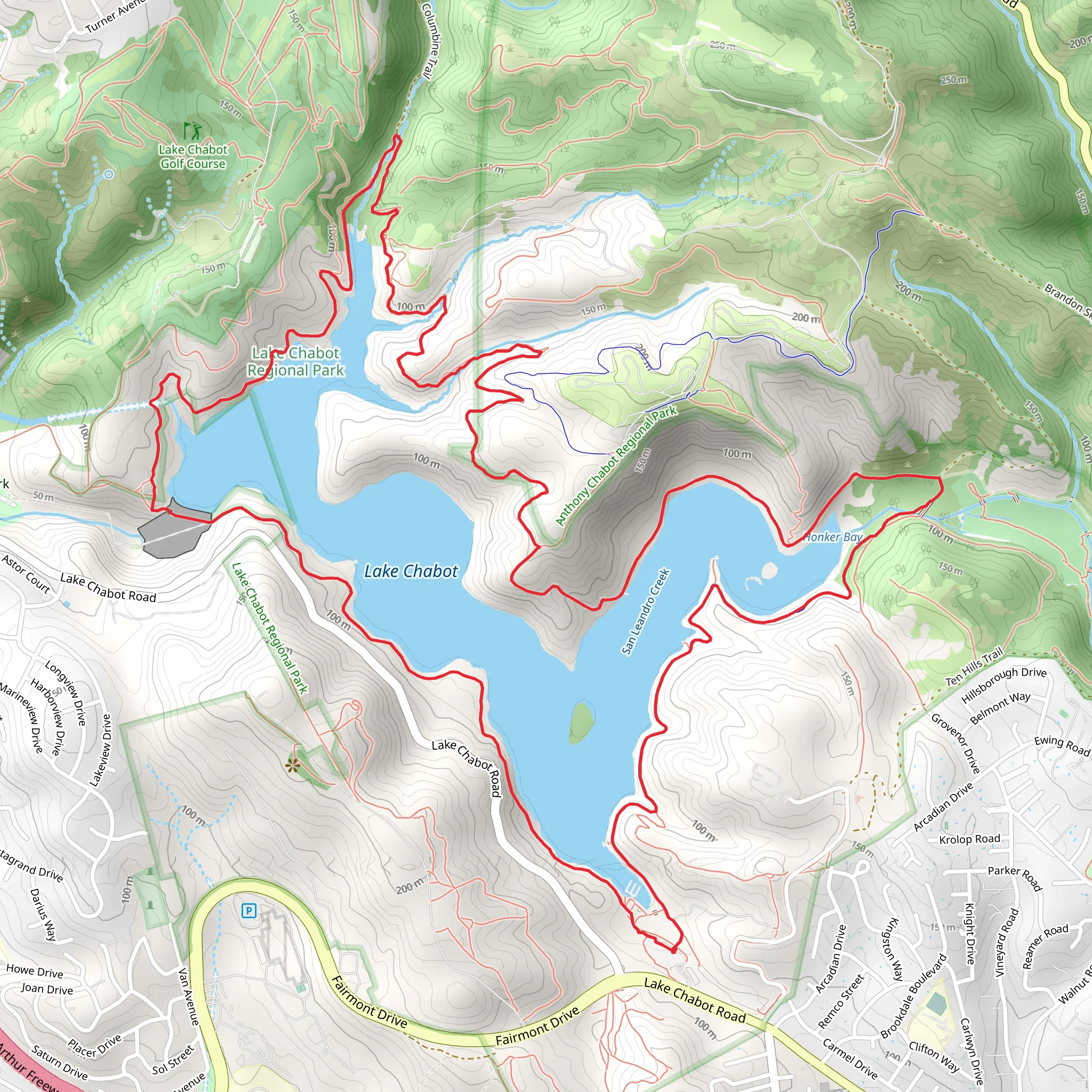 Lake Chabot Loop mobile static map