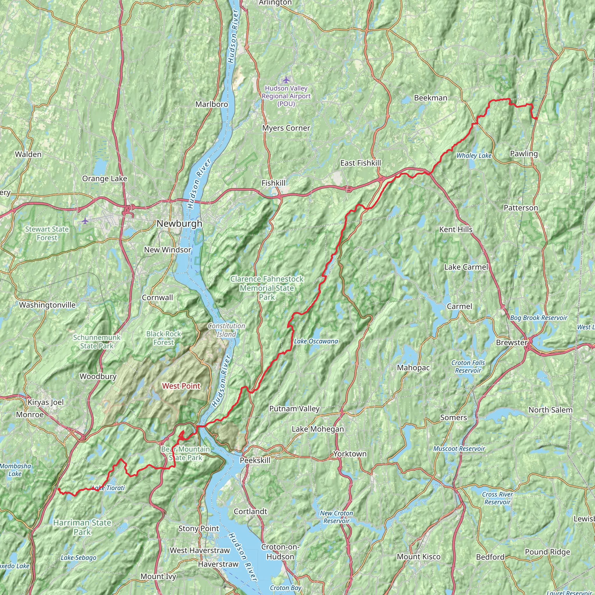 Appalachian Trail Section Hikes - Pawling to Harriman State Park mobile static map