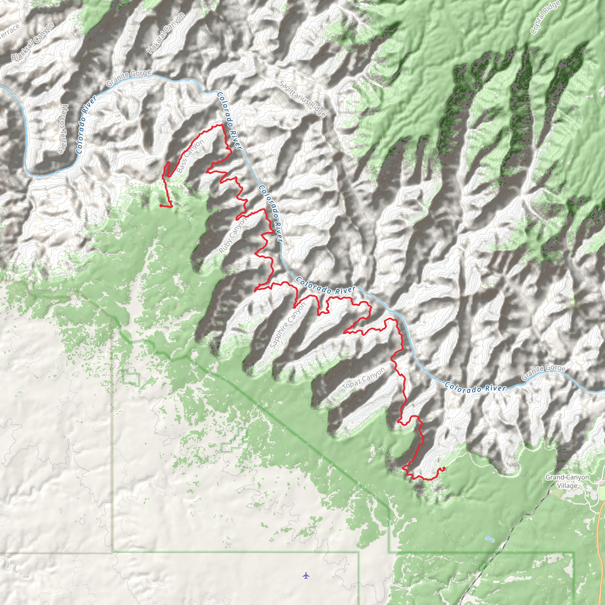 Tonto Trail - South Bass Trail to Boucher Trail mobile static map