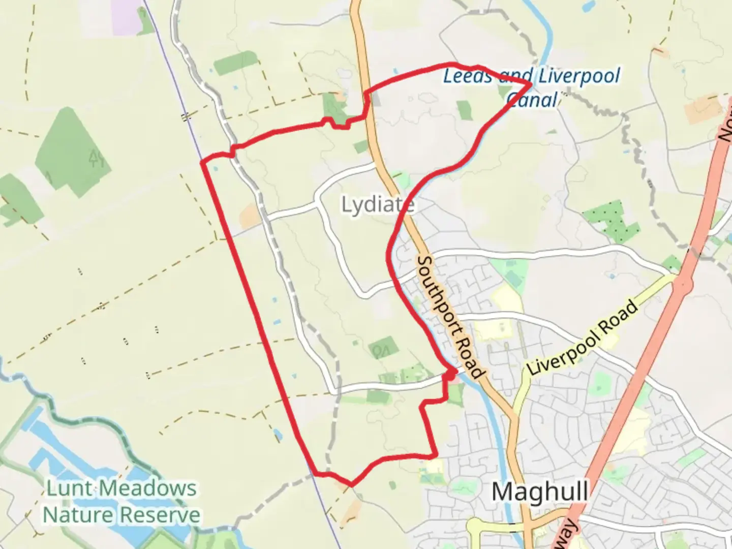 An image depicting the trail Lydiate Country Park and its surrounding area.