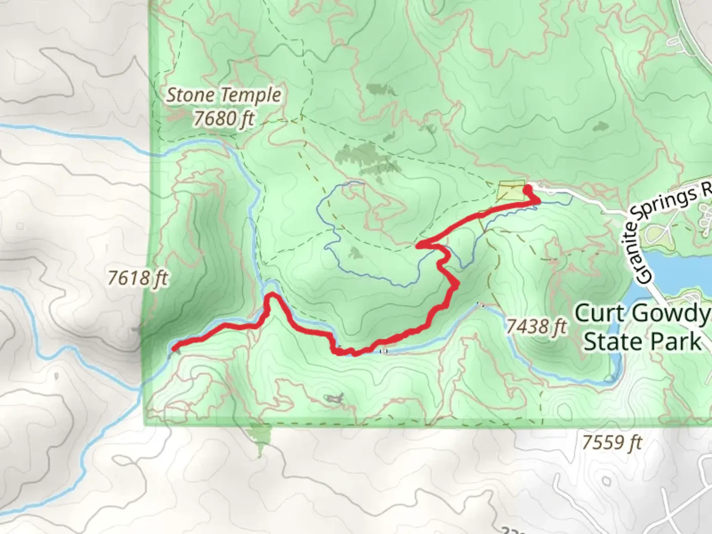 An image depicting the trail Pinball - Crow Creek - Stone Temple Circuit and its surrounding area.