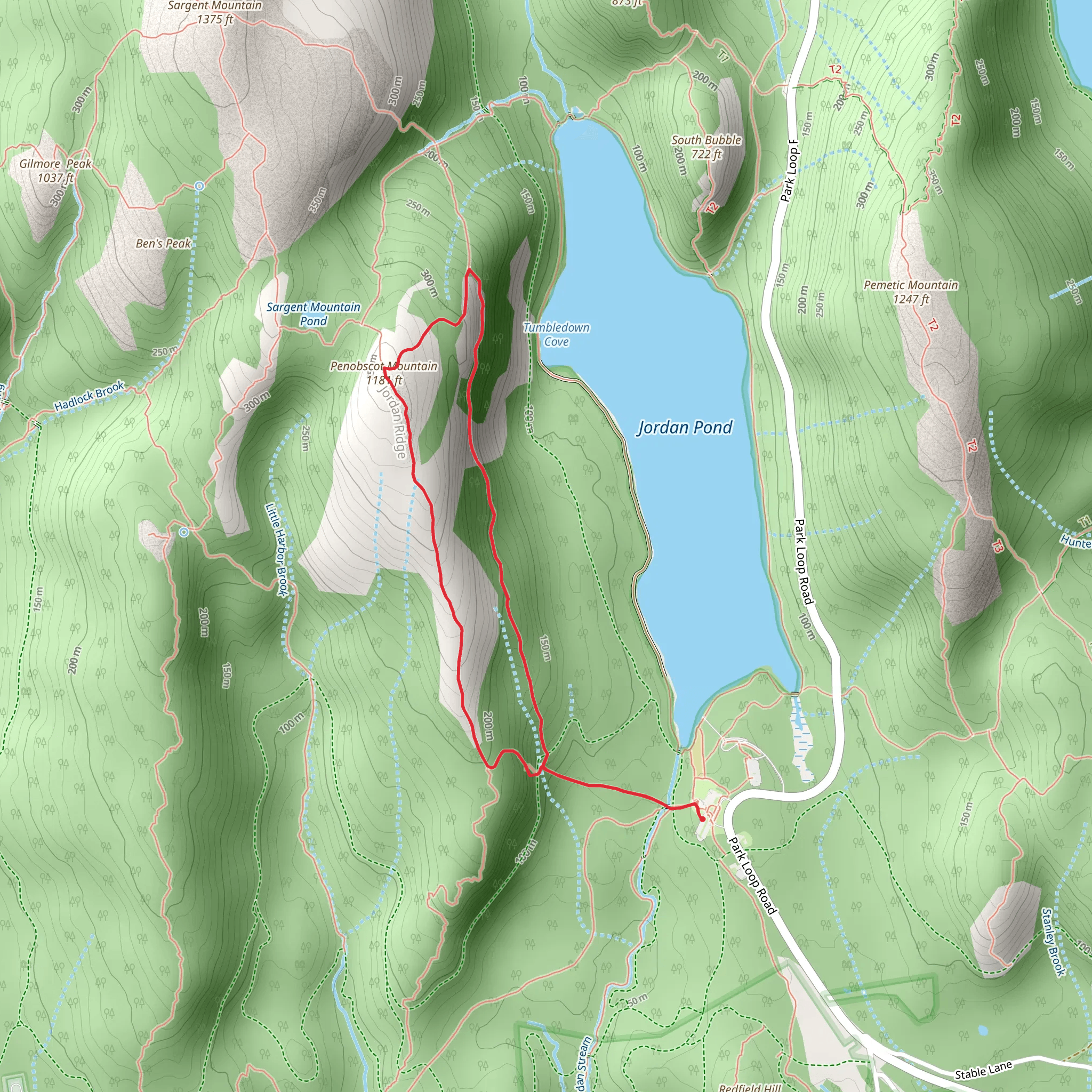 Penobscot Mountain Loop from Jordan Pond mobile static map