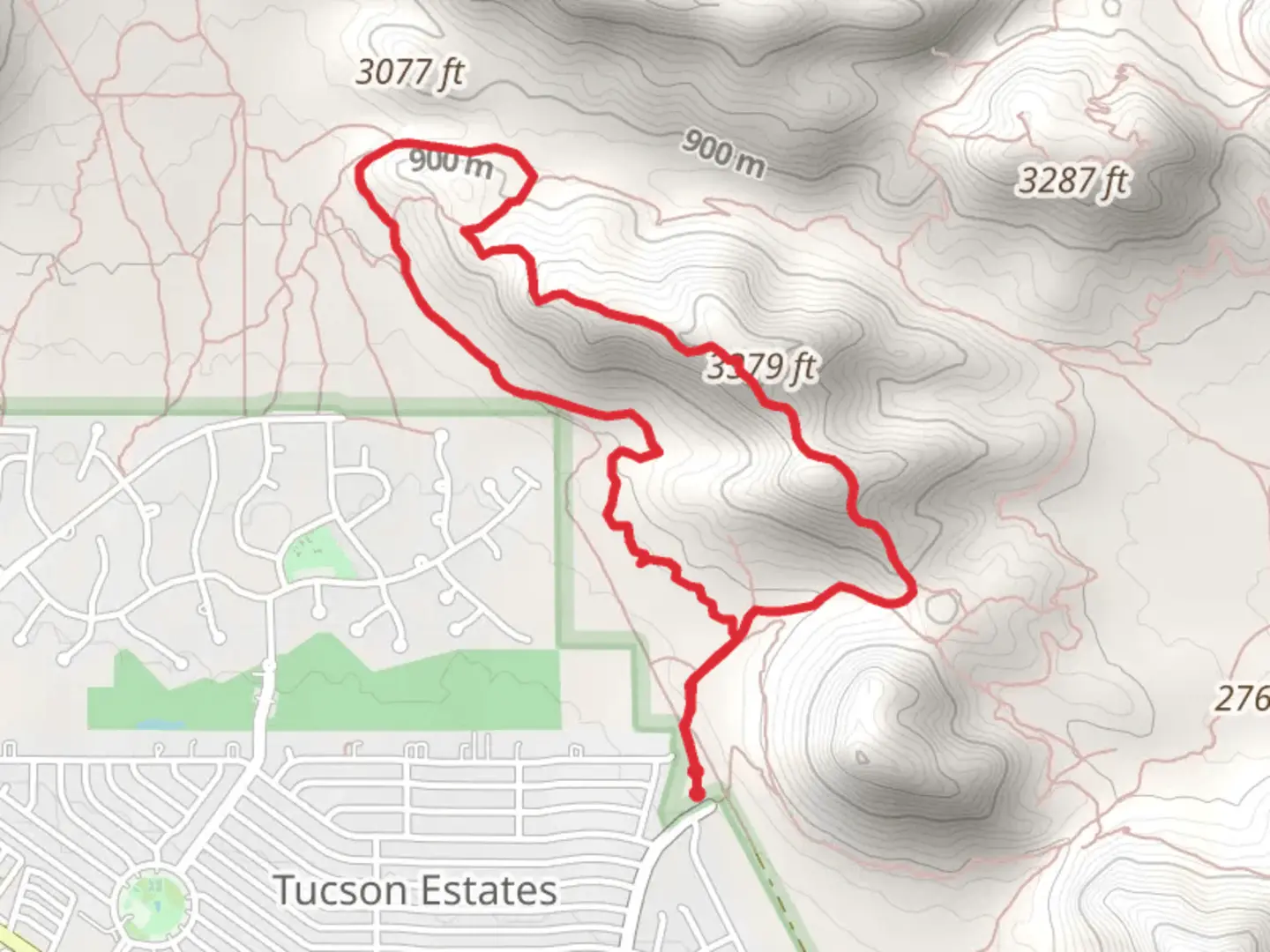 An image depicting the trail Explorer Trail and Starr Pass Trail Loop and its surrounding area.