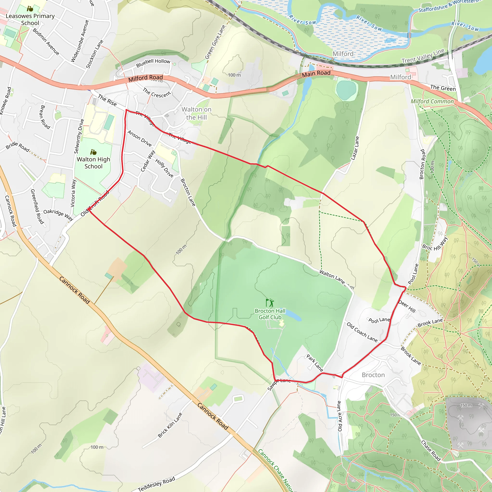 Brocton from Walton-on-the-Hill mobile static map