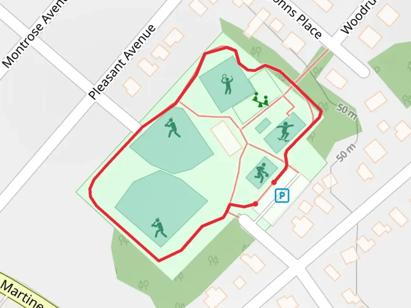 An image depicting the trail Fanwood Loop and its surrounding area.