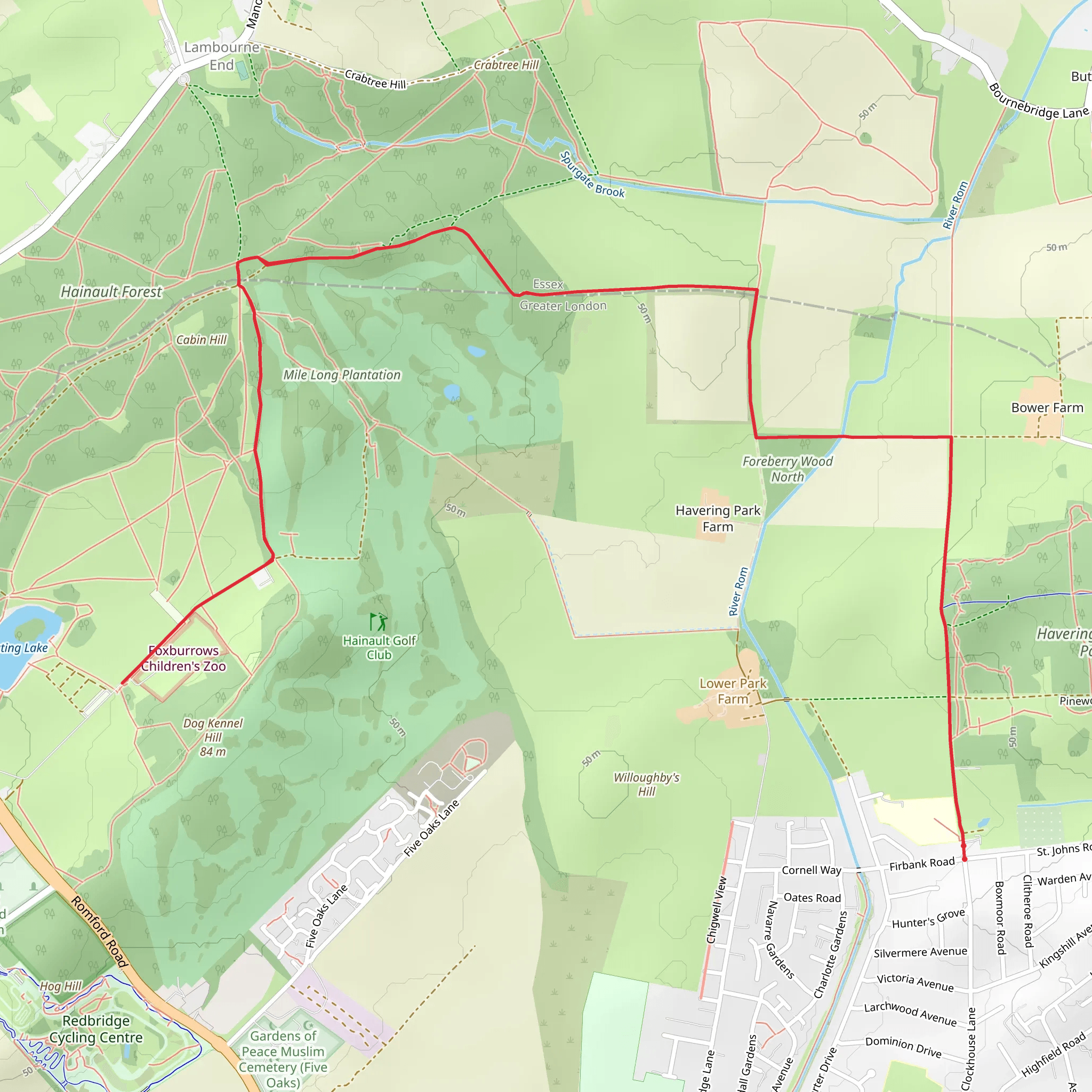 Foreberry Wood North and Spurgate Plain Walk mobile static map