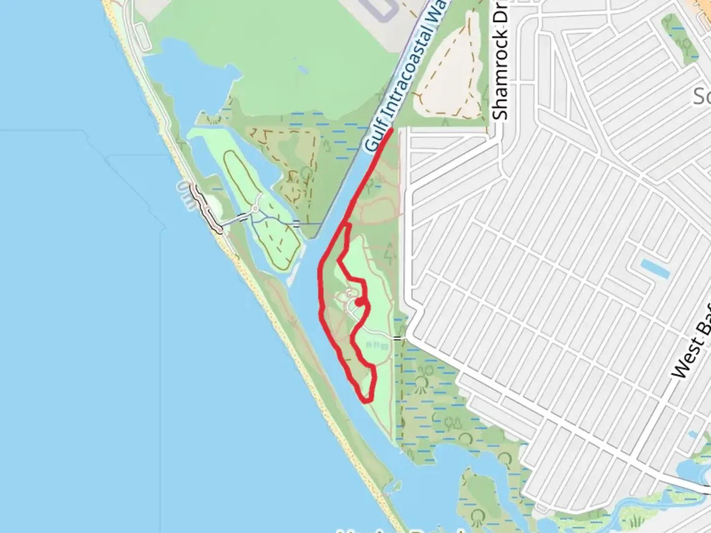 An image depicting the trail Shamrock Park and Nature Center Loop and its surrounding area.