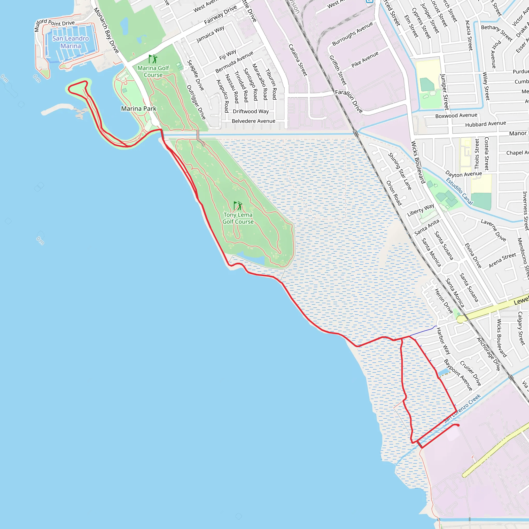 San Francisco Bay Trail Out and Back mobile static map