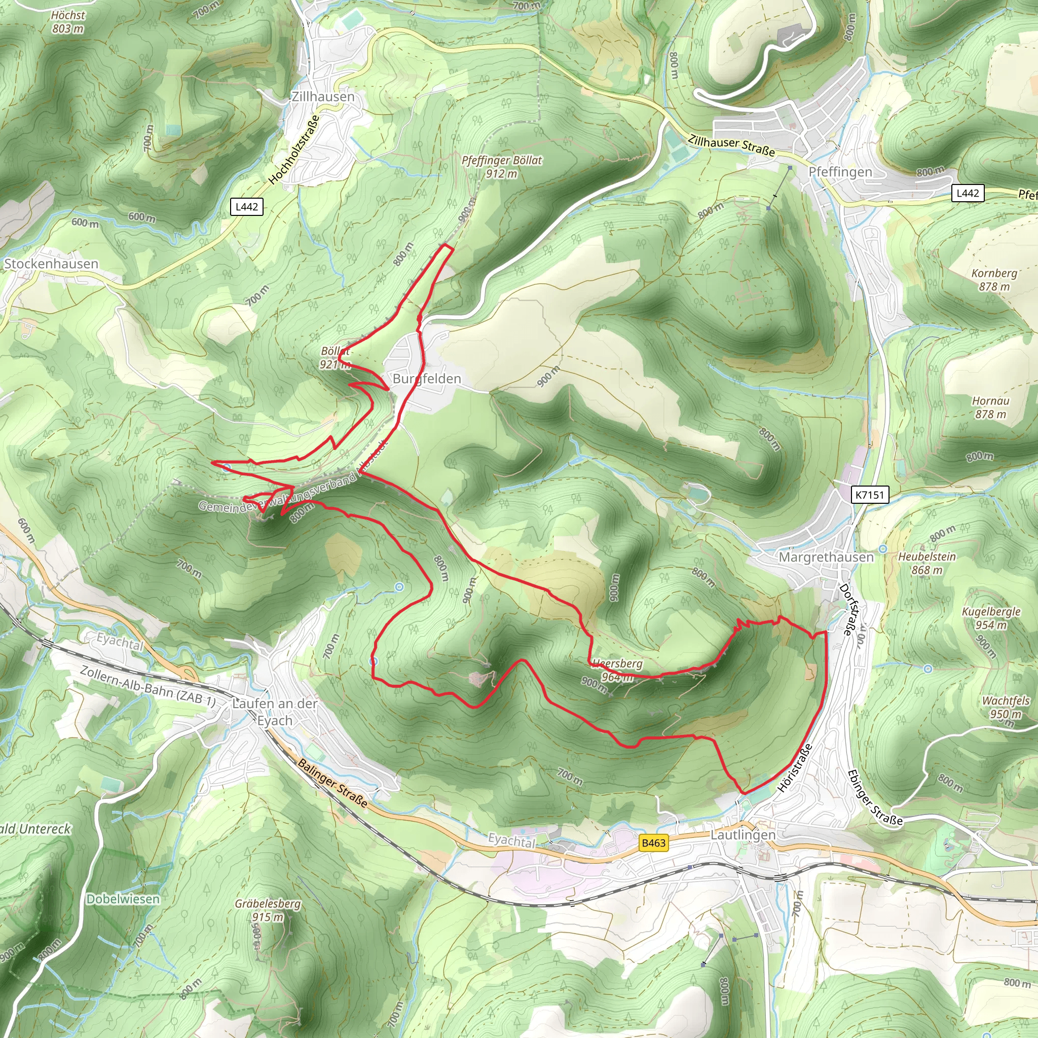 Burgfelden Loop via Heersberg and Schalksburg mobile static map