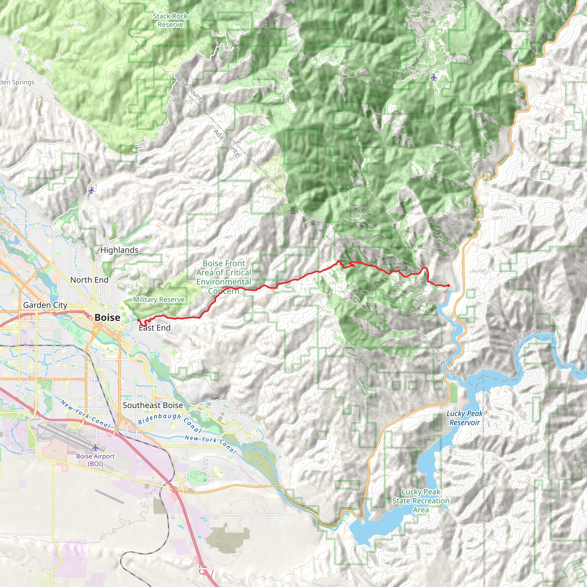 East Shaw Mountain Road - Robie Creek Park mobile static map