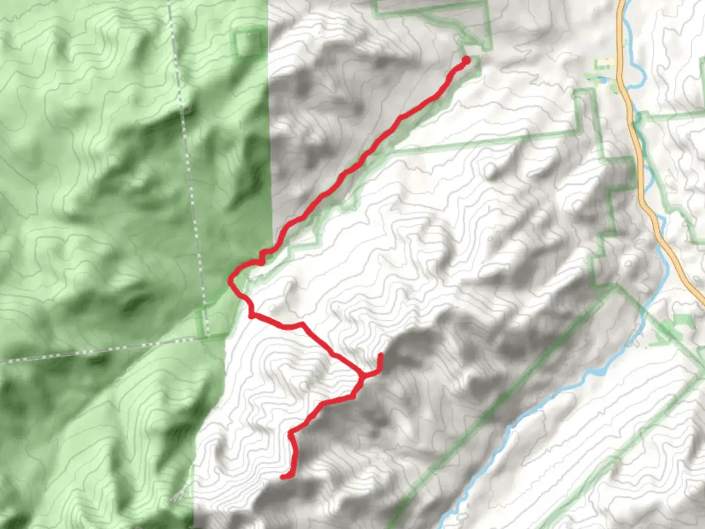 An image depicting the trail Lower Waofjaw Mountain and Armstrong Mountain from Interbrook Road and its surrounding area.