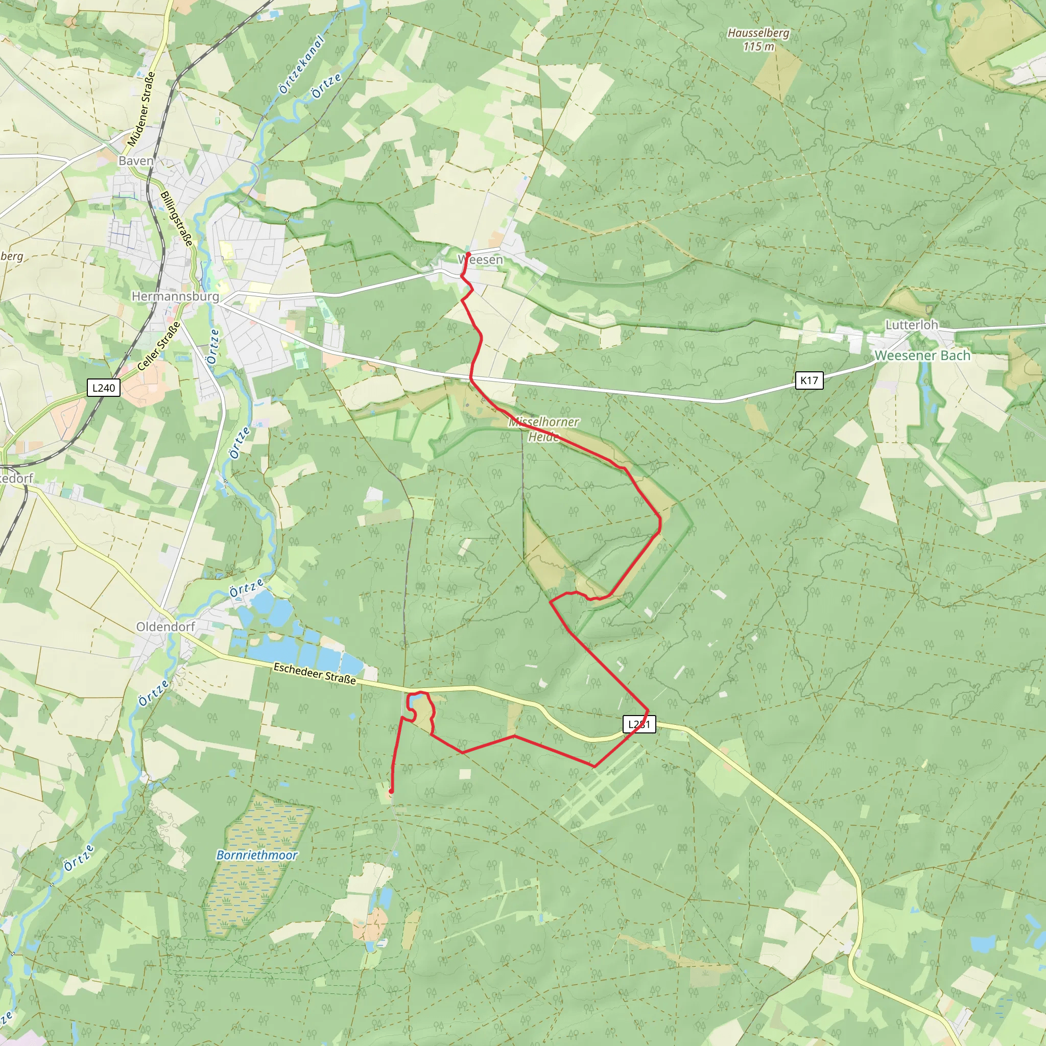 Weesen to Hof Severloh Walk via Angelbecksteich mobile static map