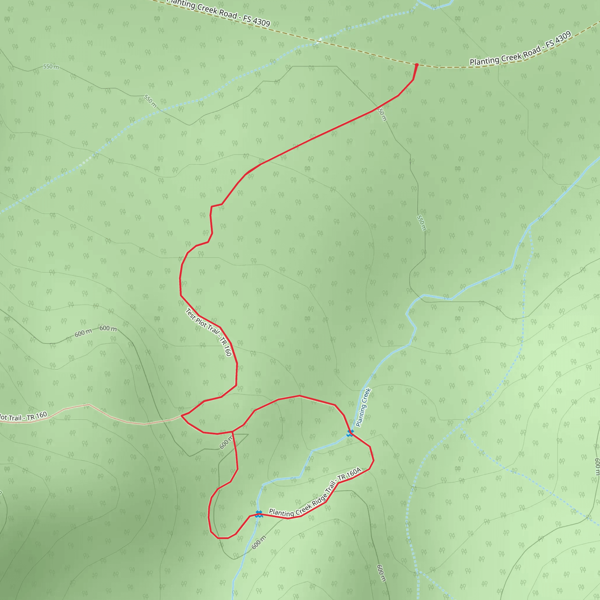 Planting Creek Ridge Trail mobile static map