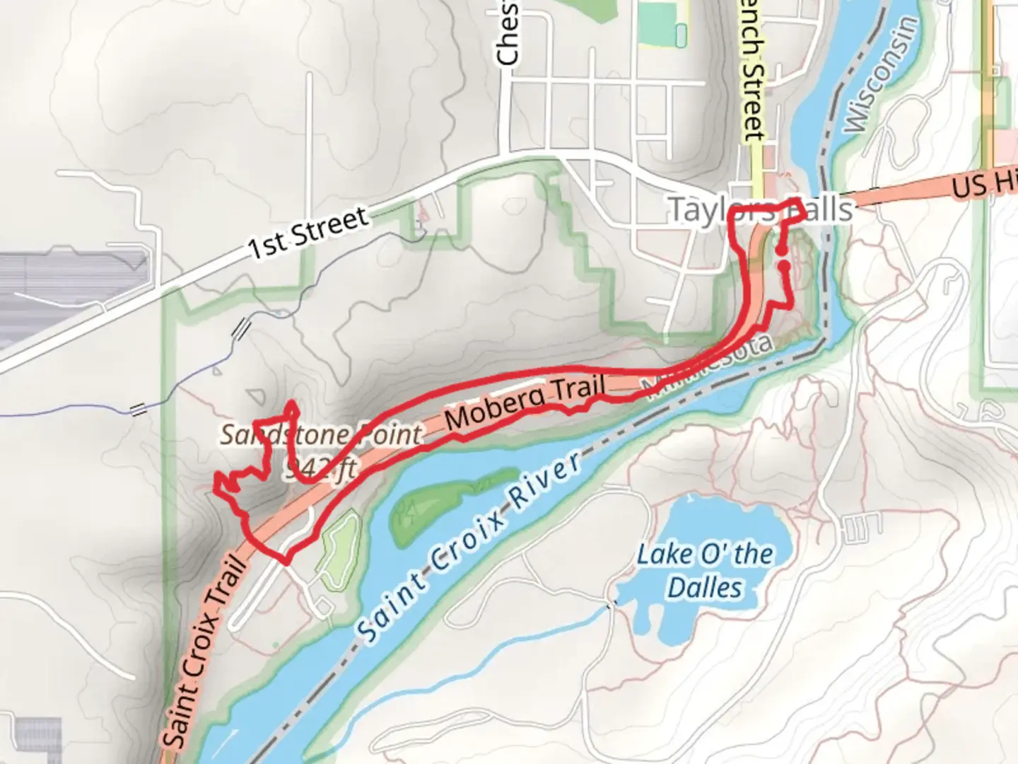 An image depicting the trail Interstate State Park Loop and its surrounding area.