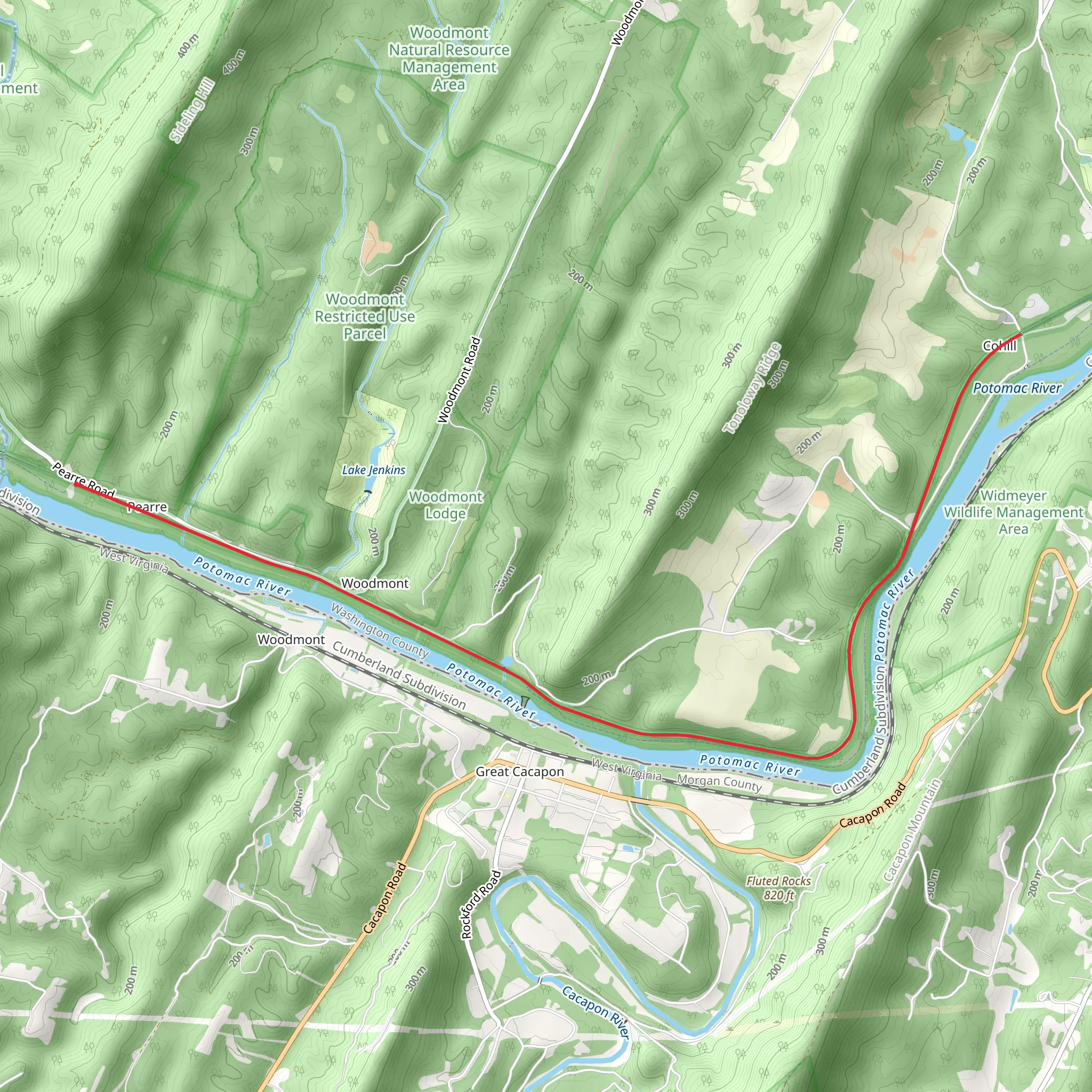 Western Maryland Rail Trail - Pearre mobile static map