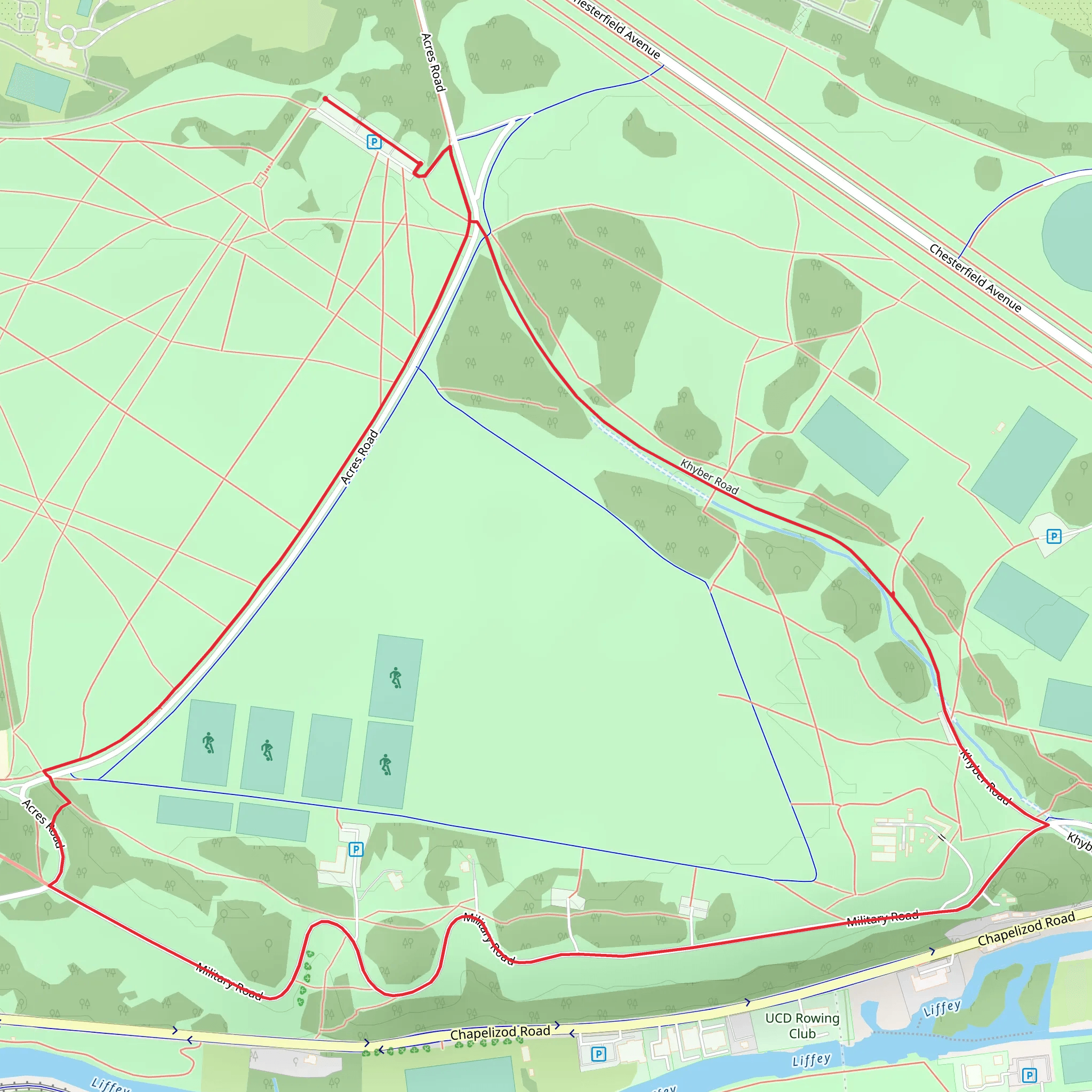 Phoneix Park Loop from Papal cross mobile static map
