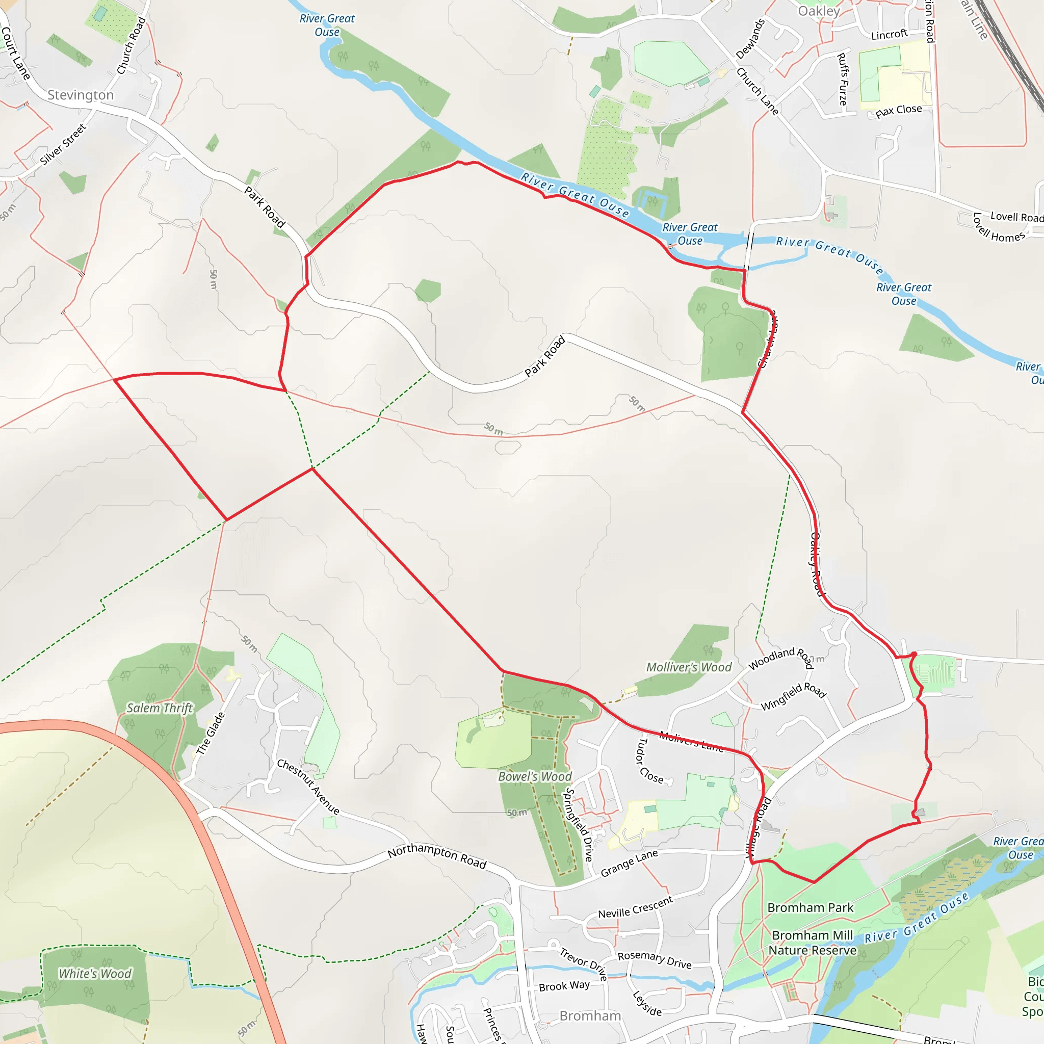 River Great Ouse and Bromham Park Loop mobile static map