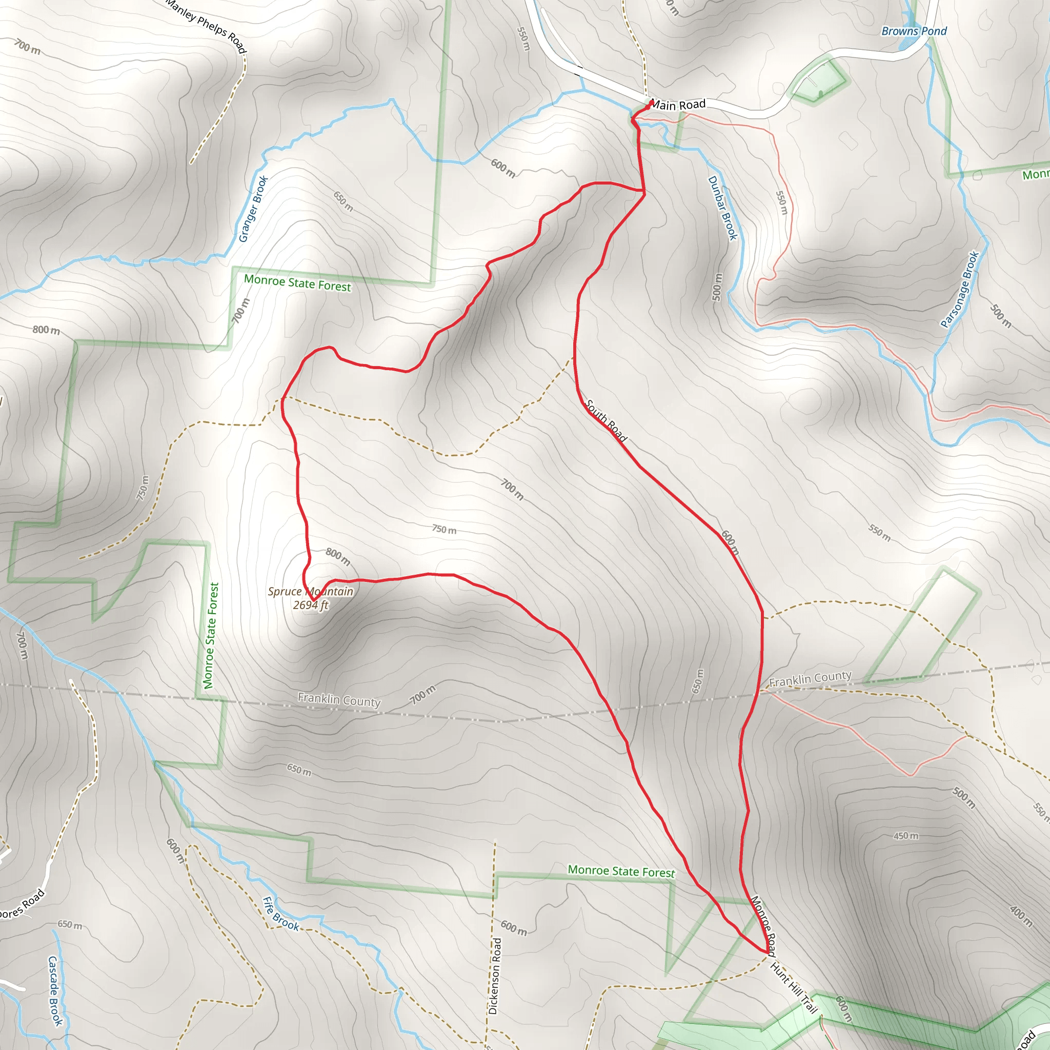 Spruce Hill Loop Trail mobile static map