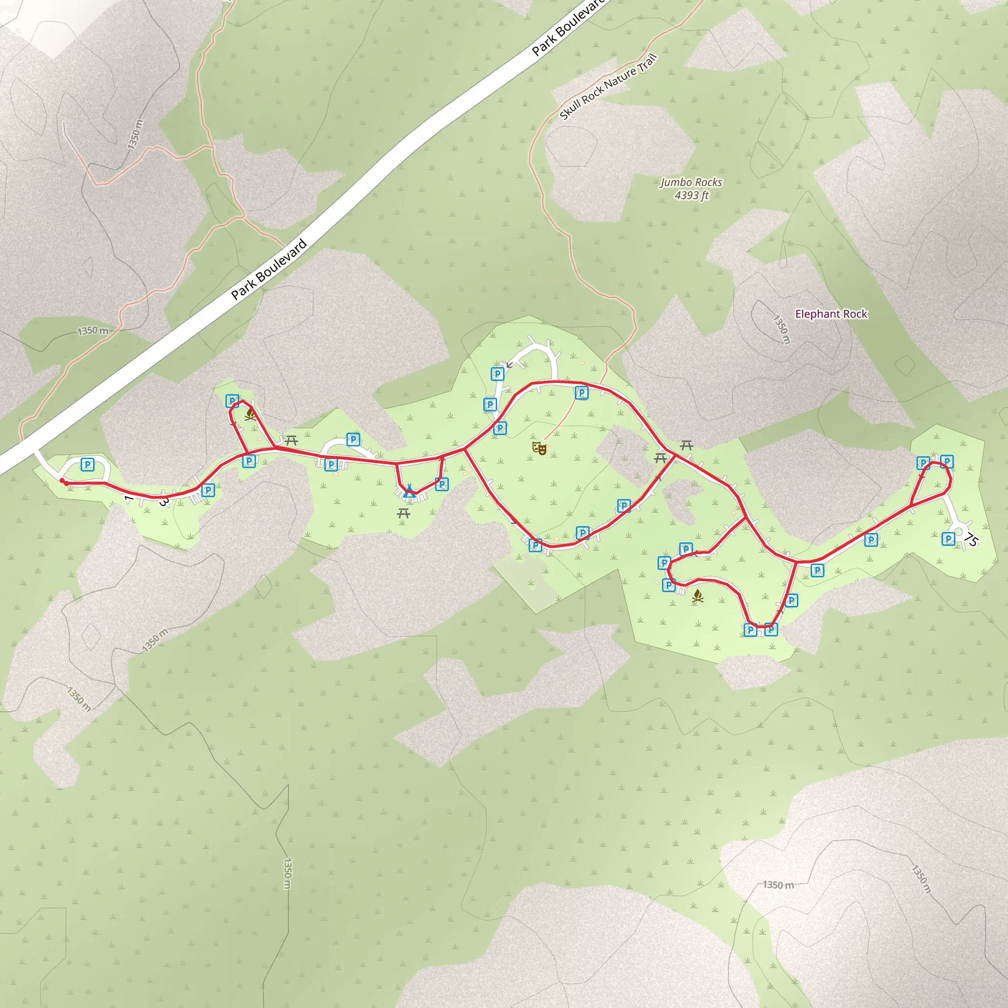 Jumbo Rocks Campground Loop mobile static map