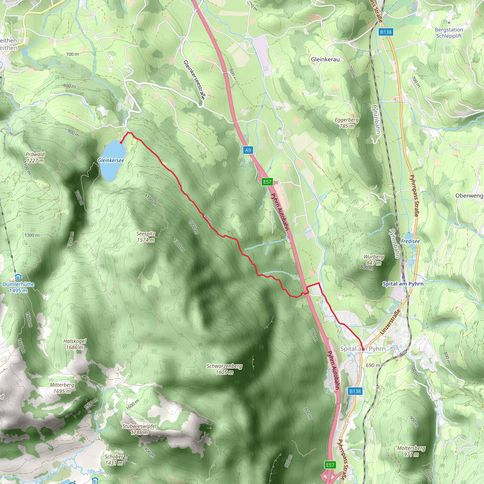 Spital am Pyhrn – Gleinkersee Lake mobile static map