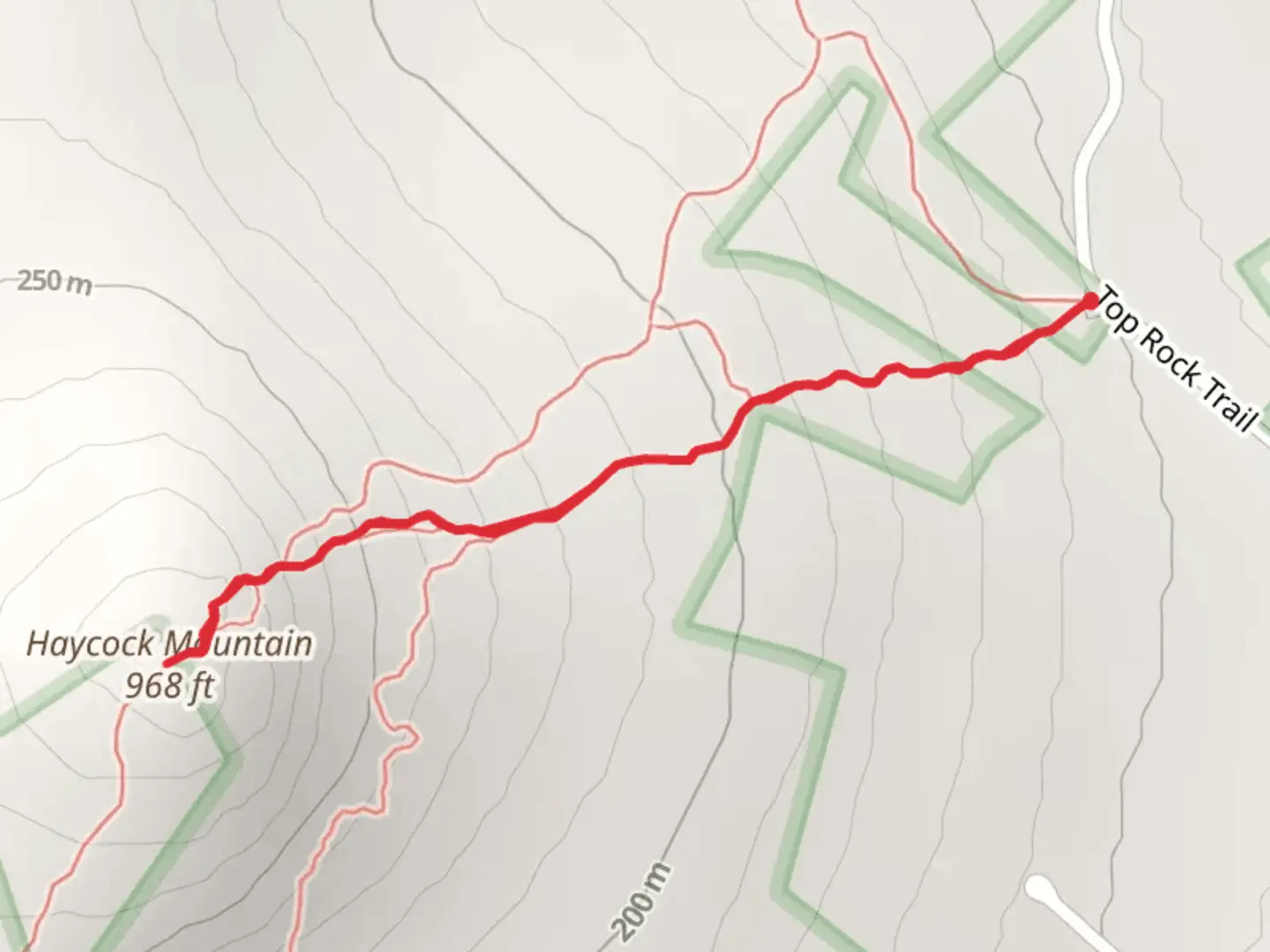 An image depicting the trail Haycock Mountain via Top Rock Trail and its surrounding area.