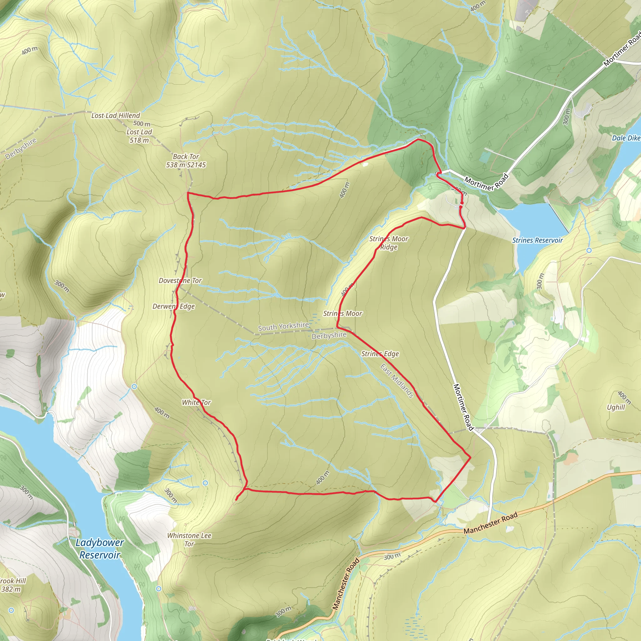 Derwent Country Park and Strines Moor Ridge mobile static map