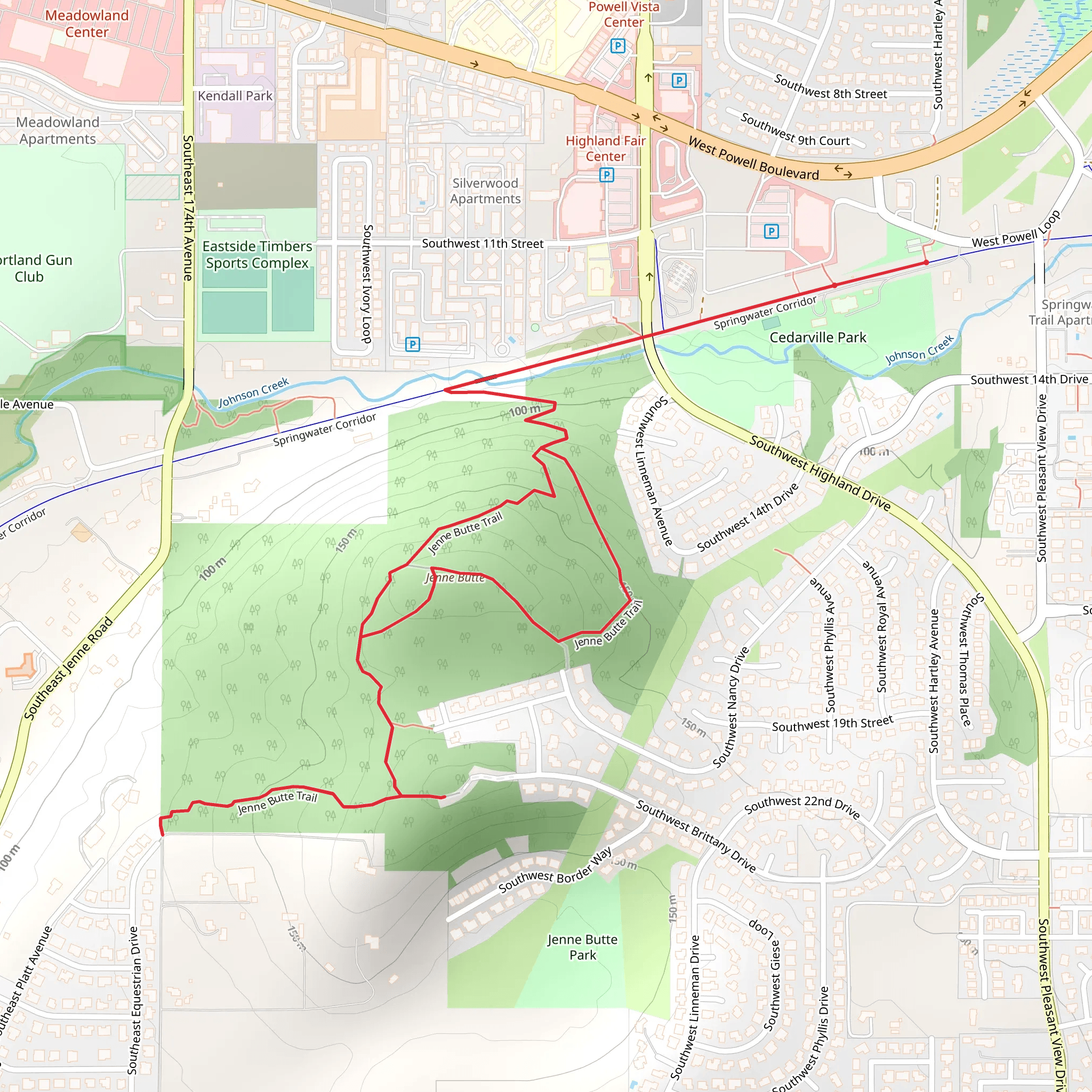 Springwater Trail and Corridor and Jenne Butte Trail Loop mobile static map