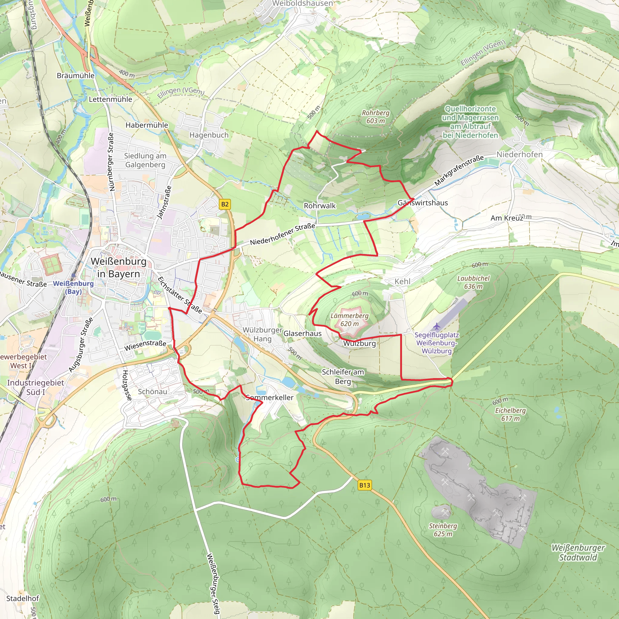 Sommerkeller and Wulzburg Loop mobile static map