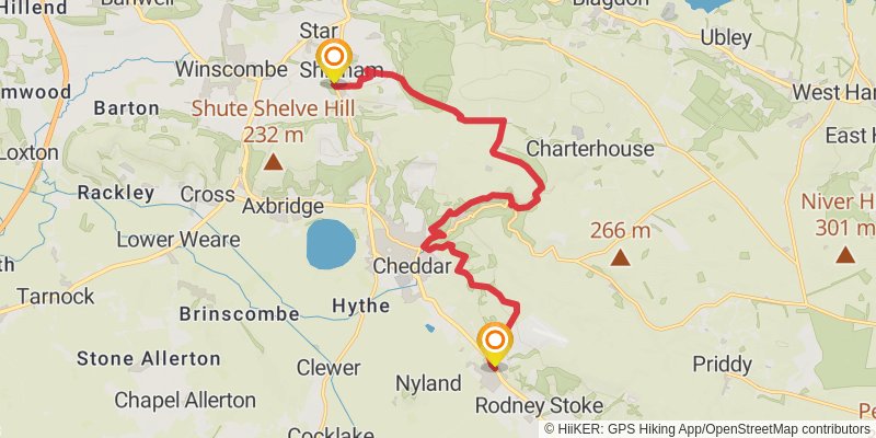 West Mendip Way stage 2 Map