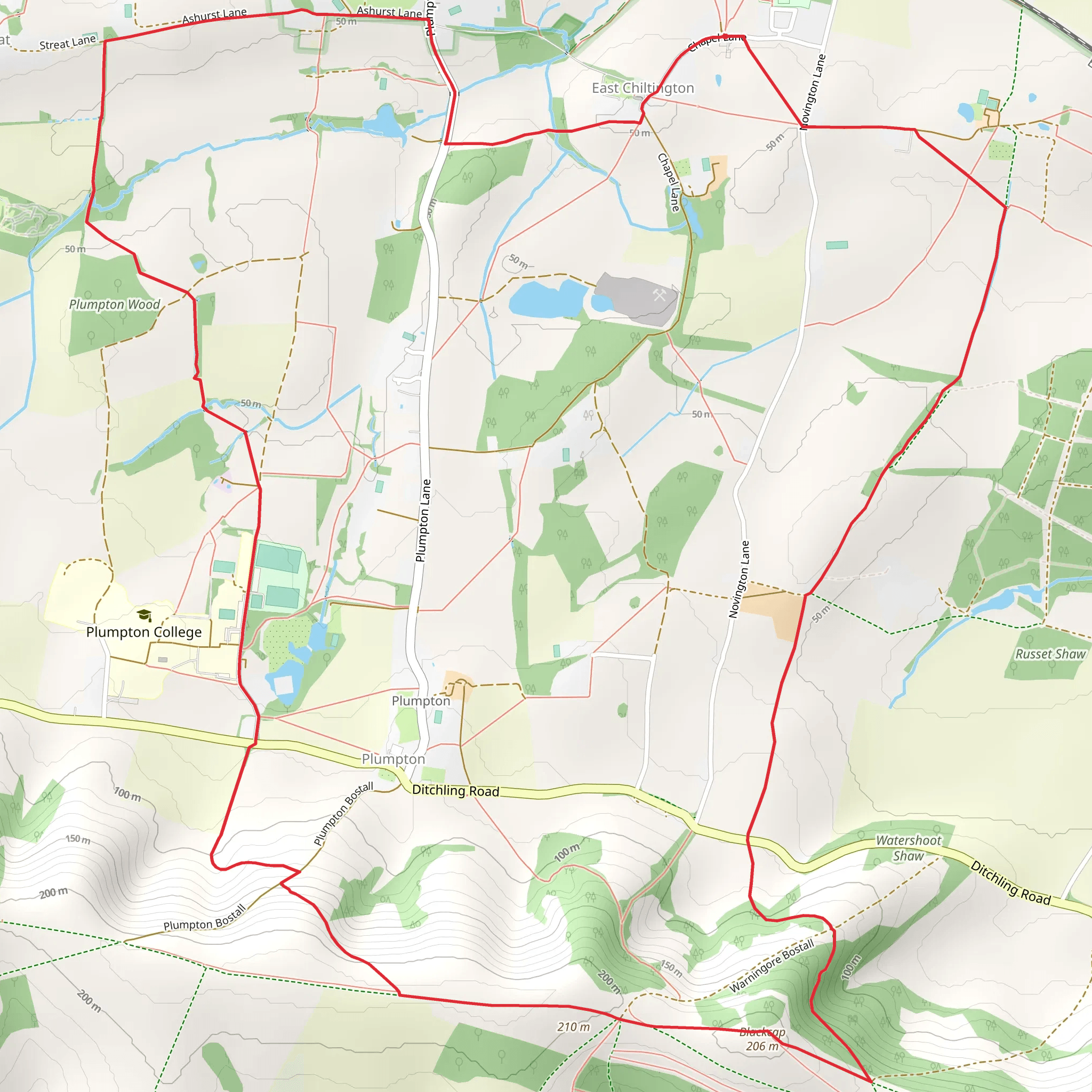 East Chiltington and Plumpton Loop mobile static map