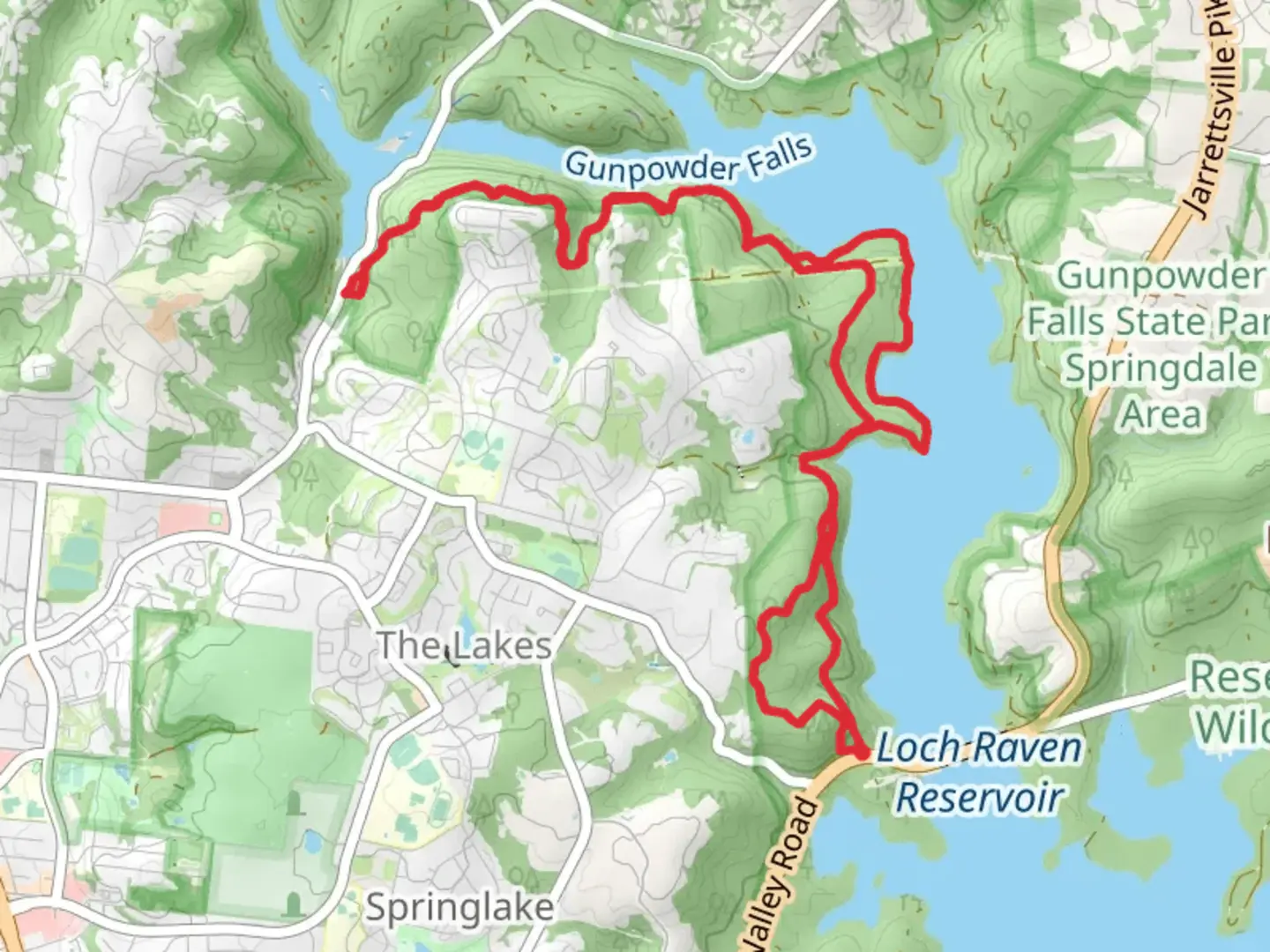 An image depicting the trail Merryman's Mill Loop Trail and its surrounding area.