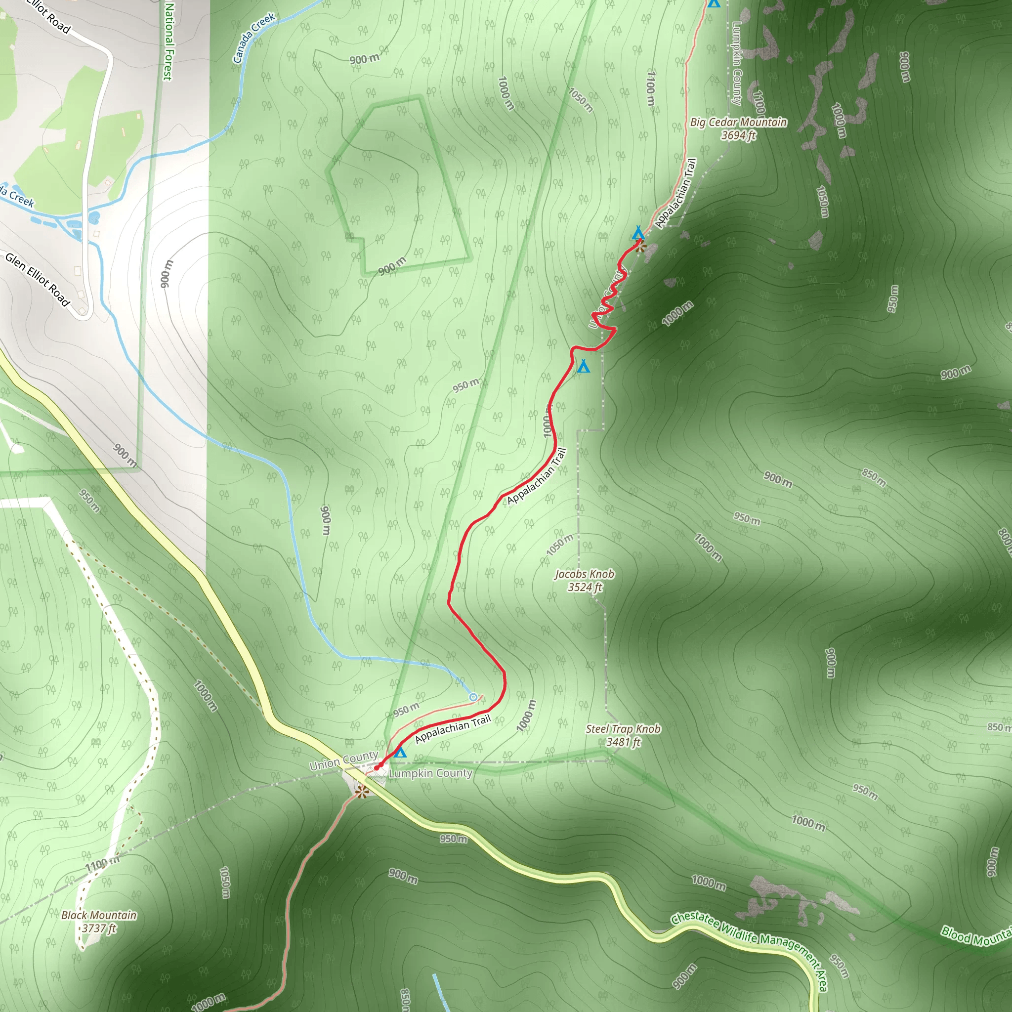 Big Cedar Mountain via Appalachian Trail mobile static map