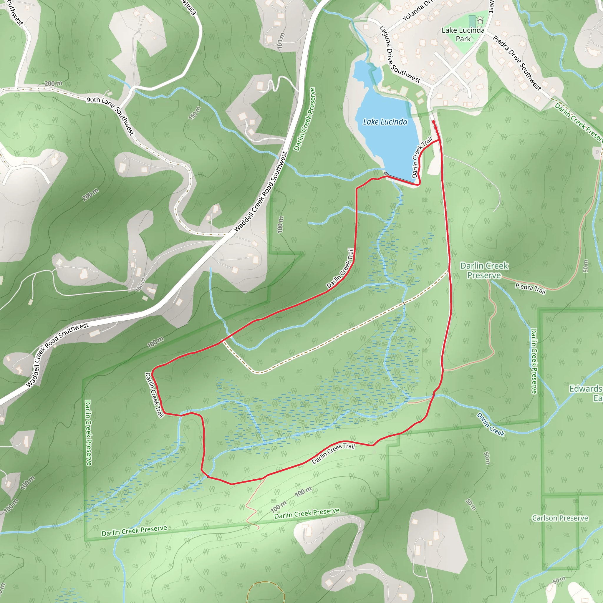 Lake Lucinda and Darlin Creek Loop Trail mobile static map