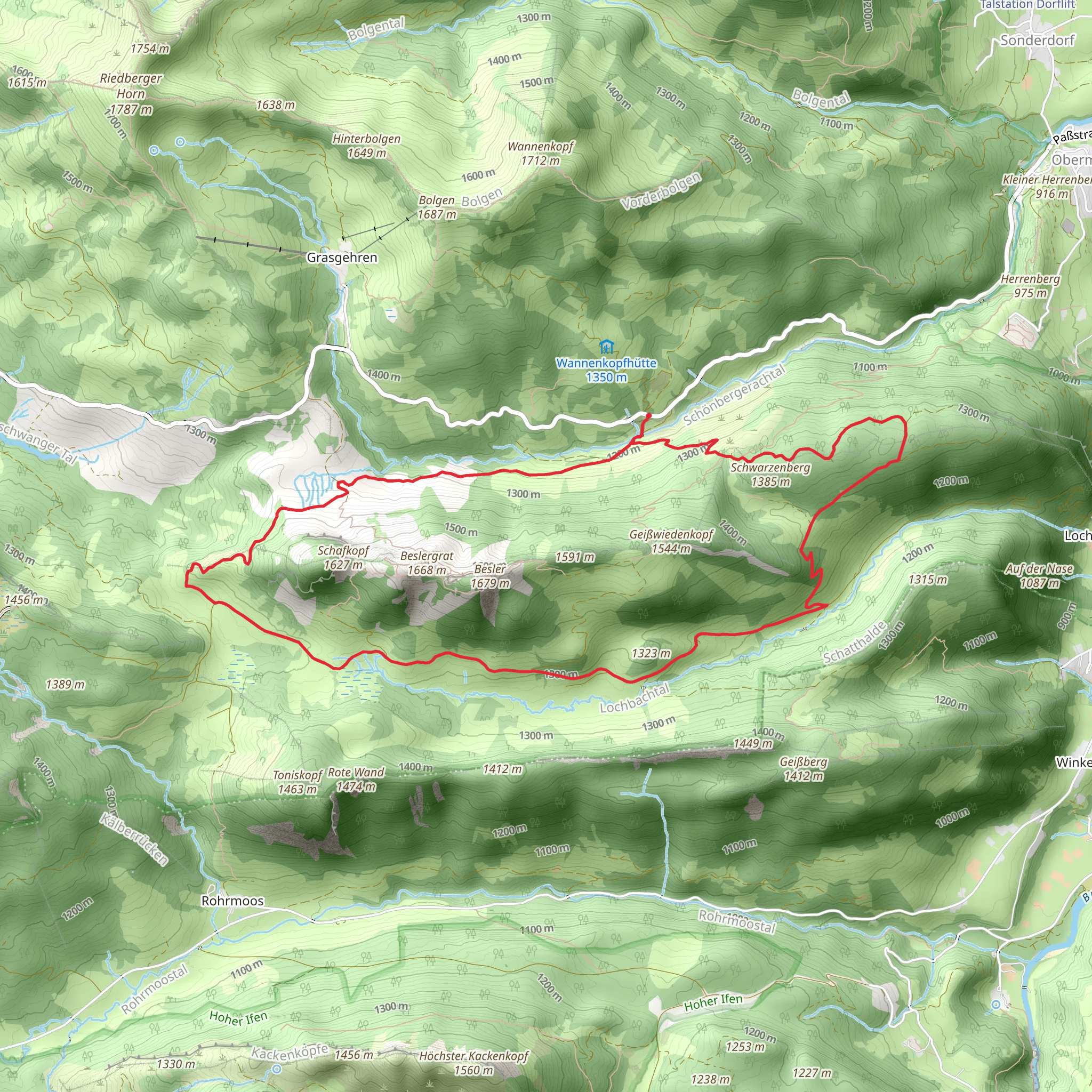 Schönberg-Alpe and Schwarzenberg Loop via Beslerrunde mobile static map