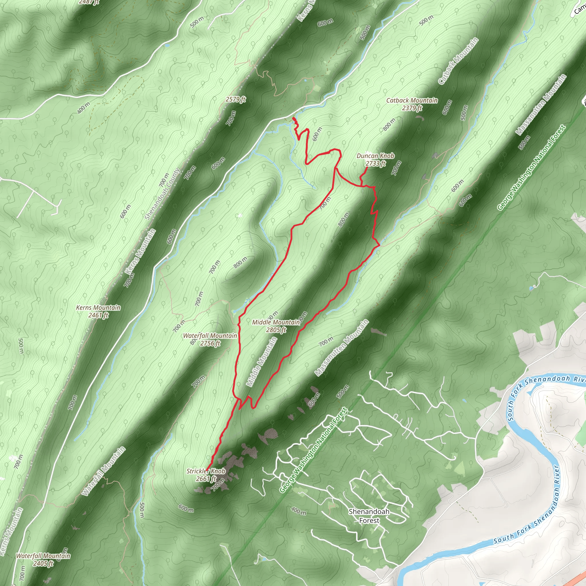 Duncan Knob via Scothorn Gap Loop Trail mobile static map