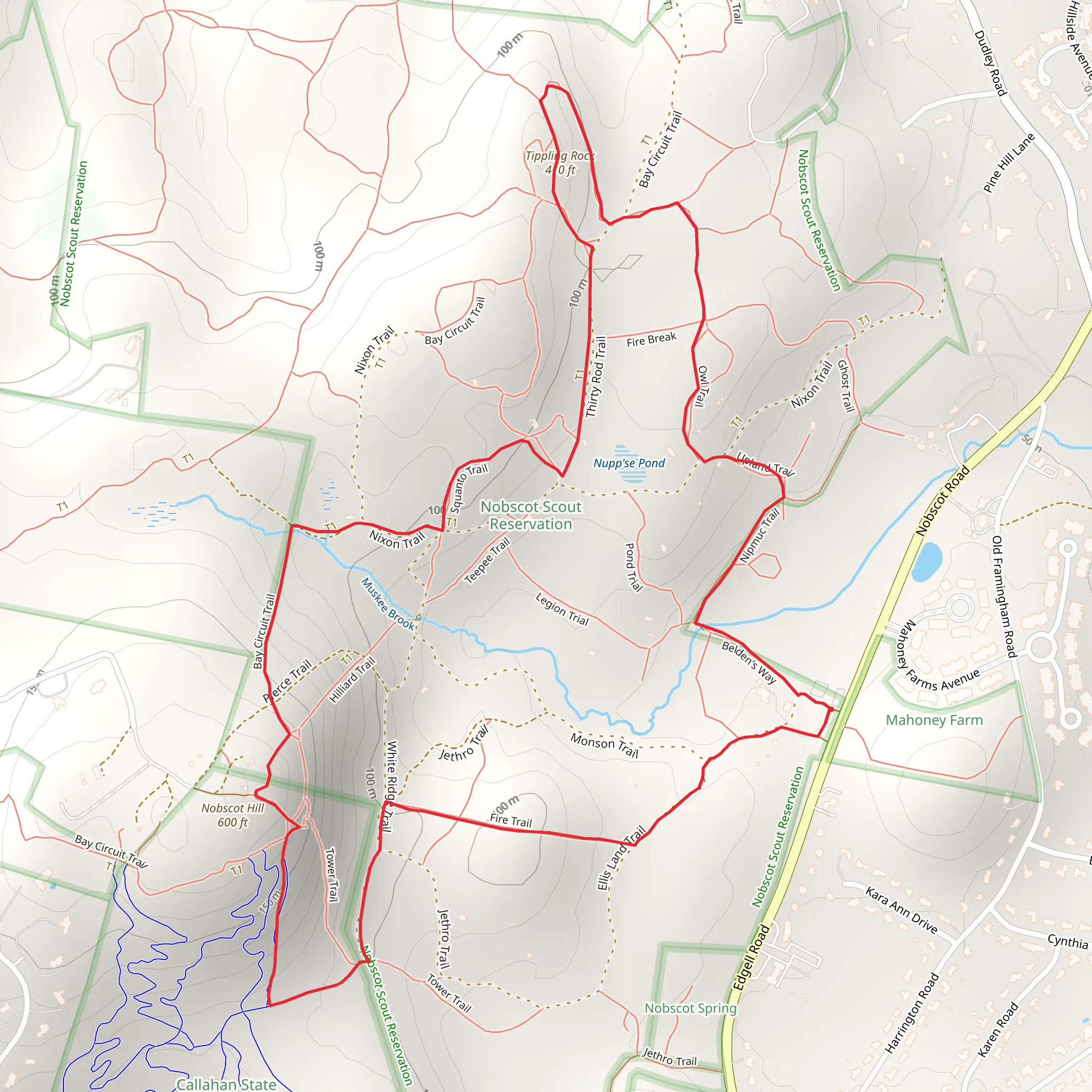 Nobscot Hill via Bay Circuit Trail mobile static map