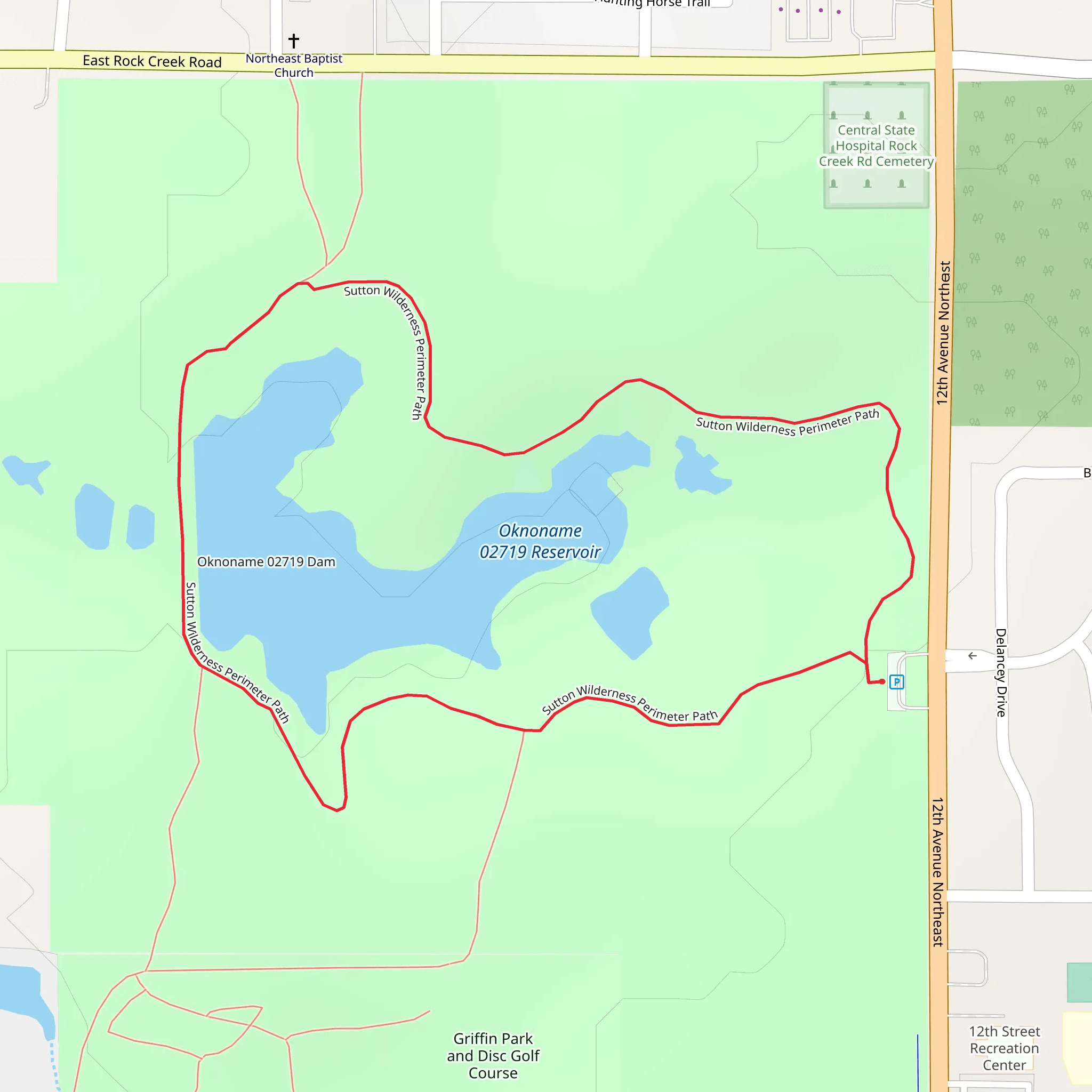 Oknoname Reservoir - Sutton Wilderness Perimeter Loop Path mobile static map